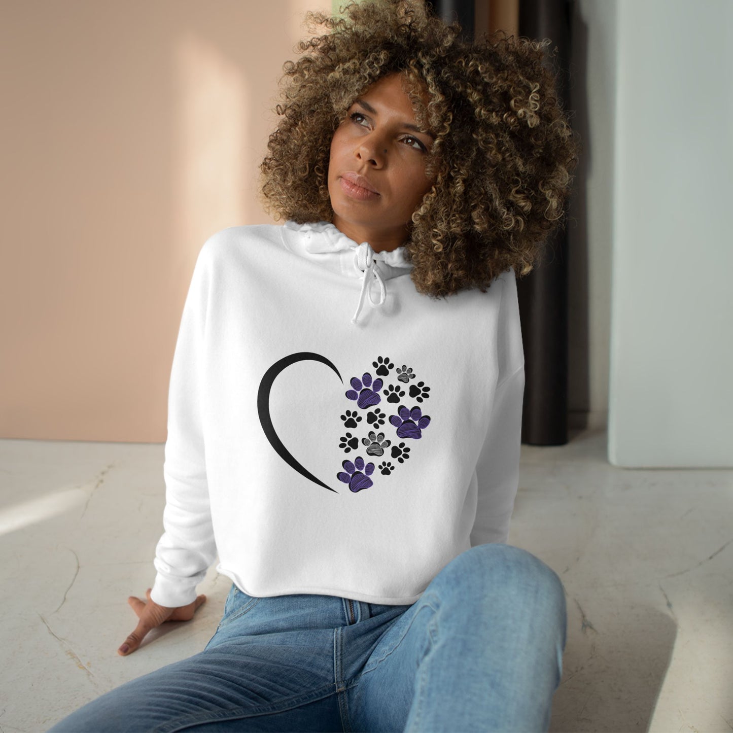 "Purple Heart & Paws" Cropped Hoodie