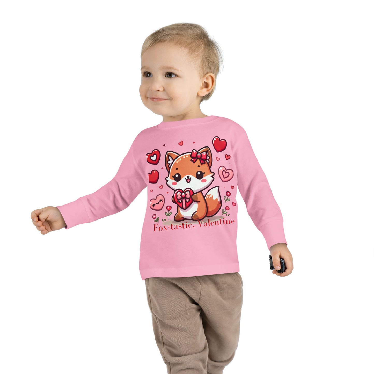 "Fox-tastic, Valentine" Toddler Long Sleeve Tee