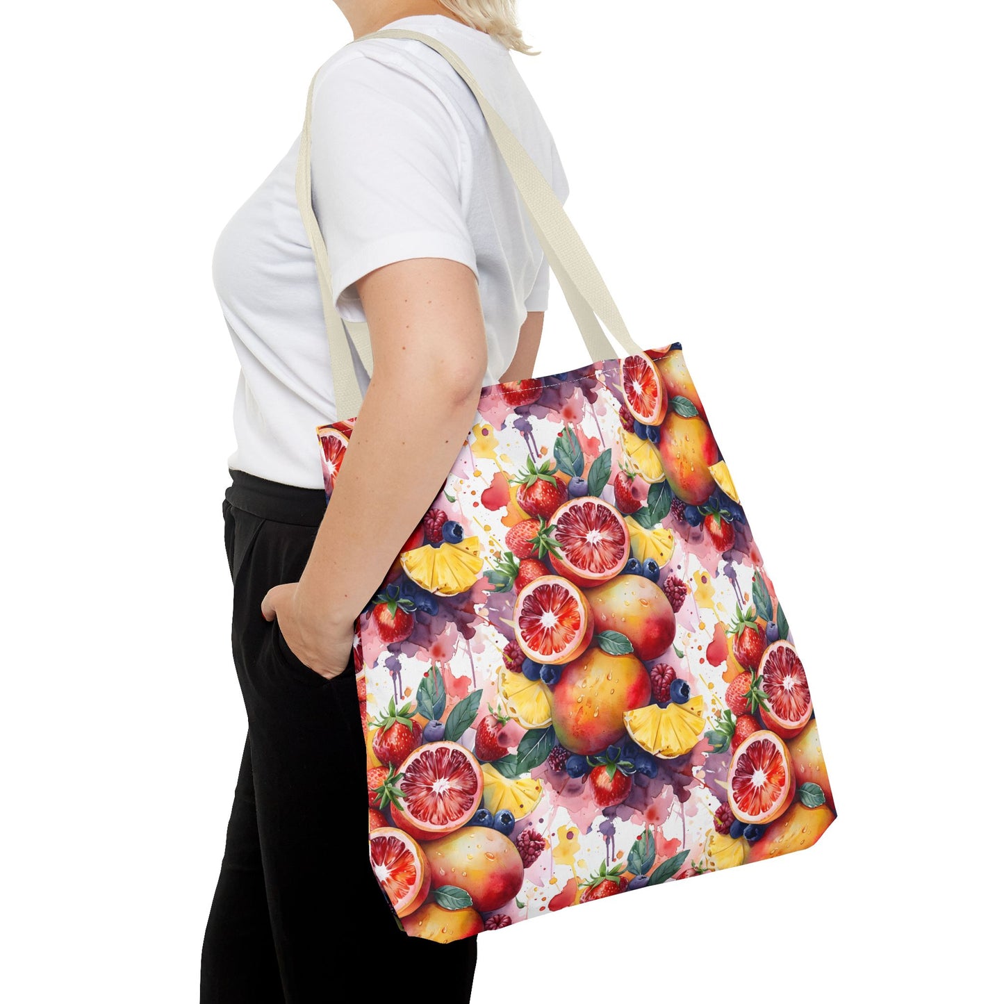 Tropical Splash 🍊🍍 Watercolor Fruit Tote