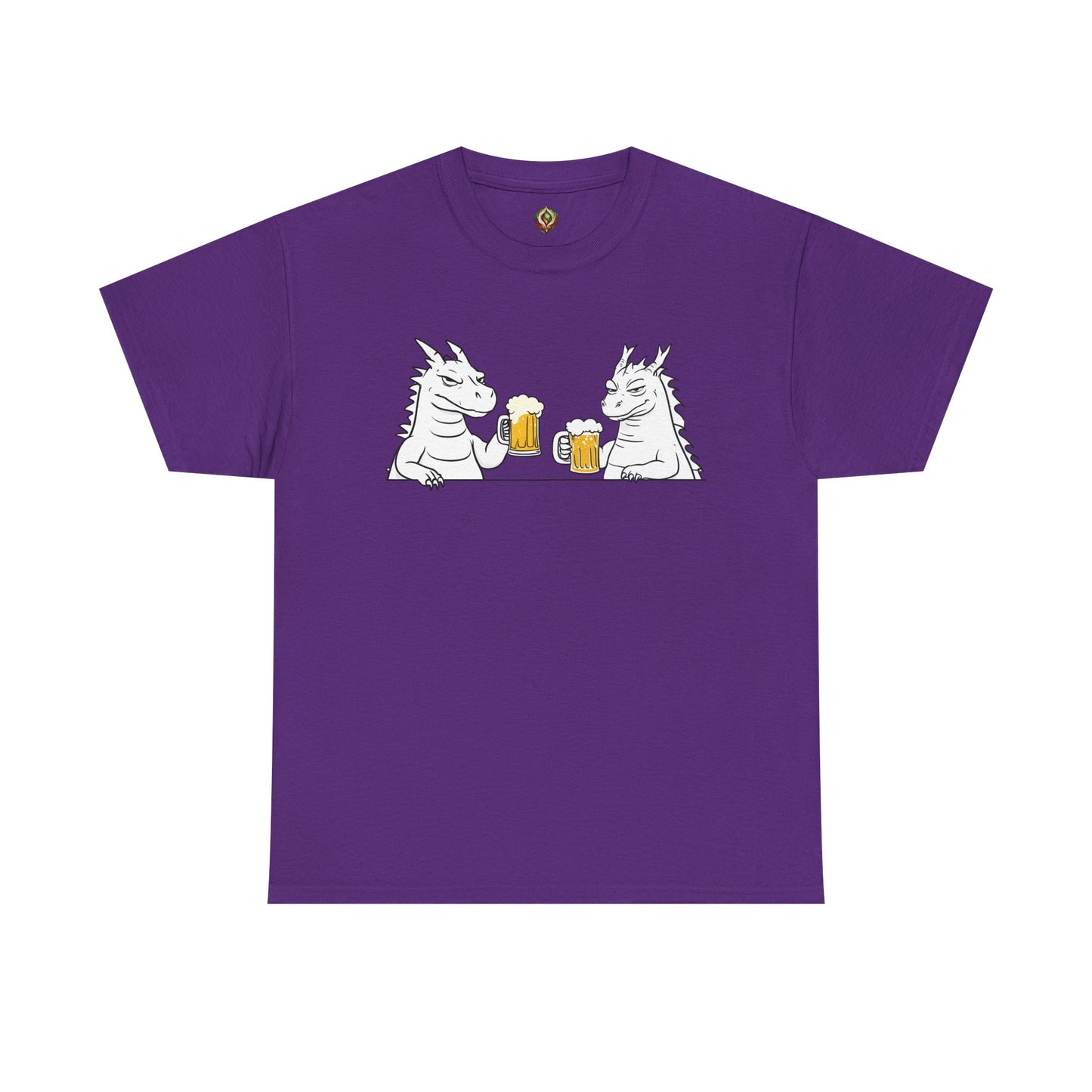 Cheers, Dragons! Unisex Heavy Cotton Tee – Mythical Beasts & Beer Bliss 🍻🐉