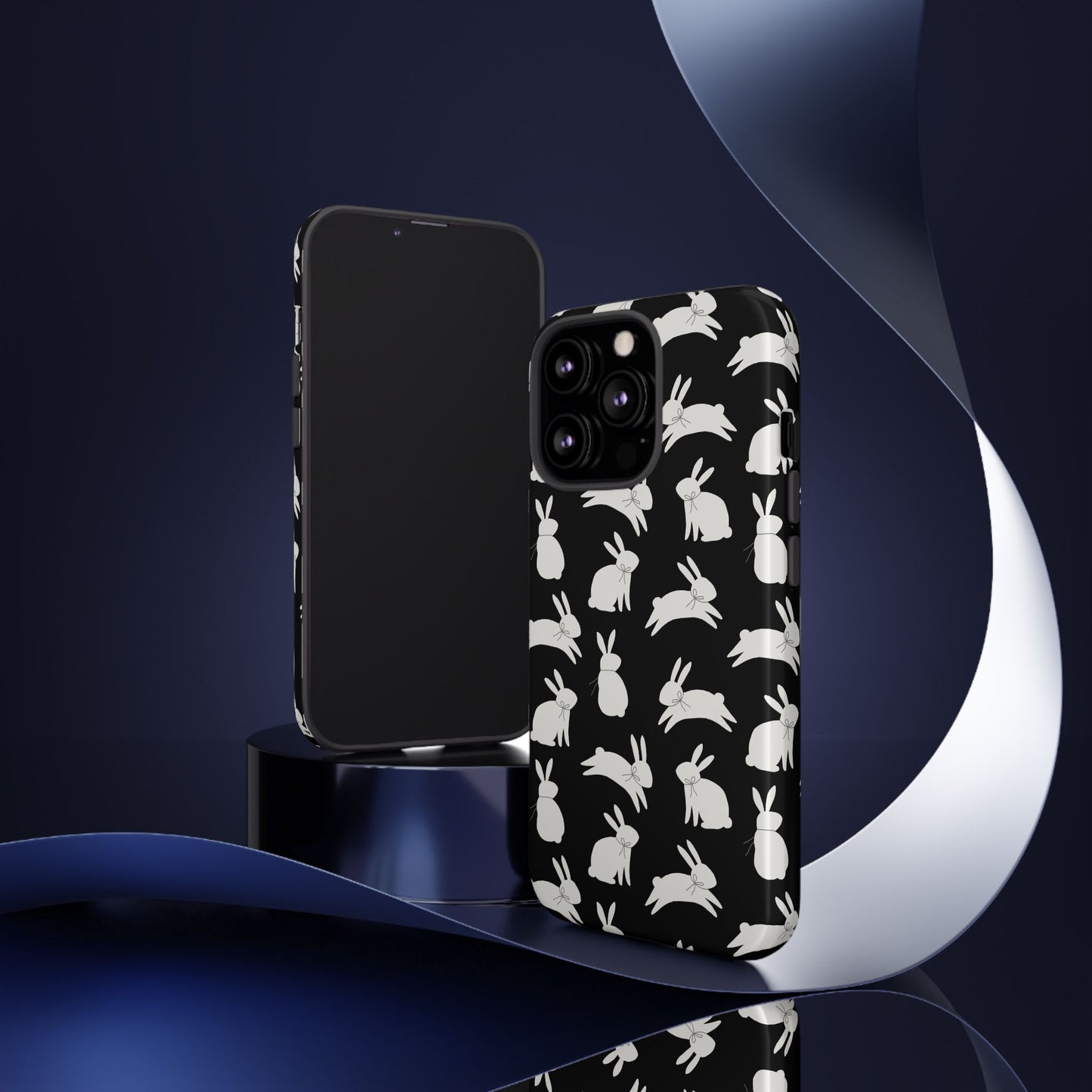 Hop-Proof Style – Bunny Pattern Tough Phone Case 🖤🐰