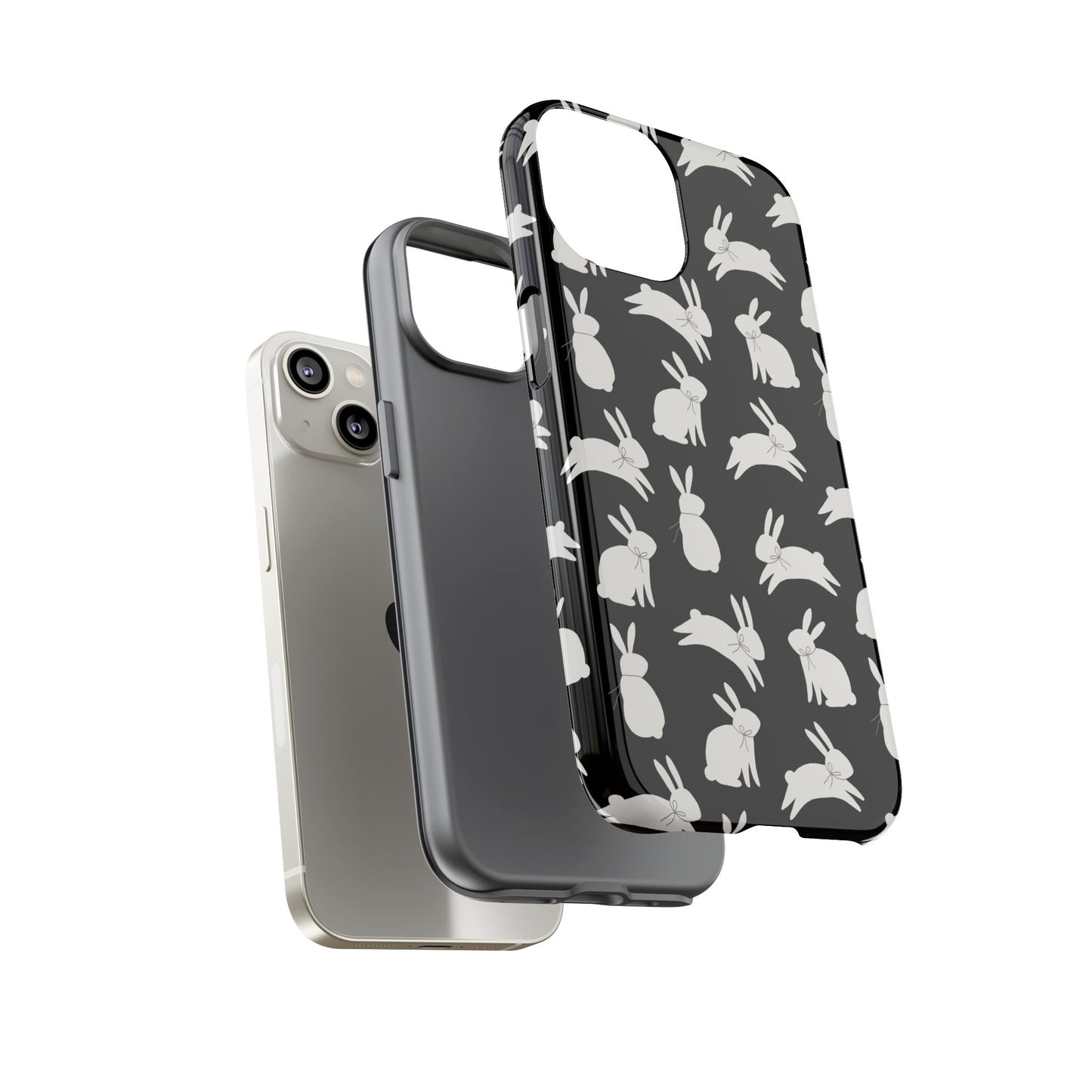 Hop-Proof Style – Bunny Pattern Tough Phone Case 🖤🐰
