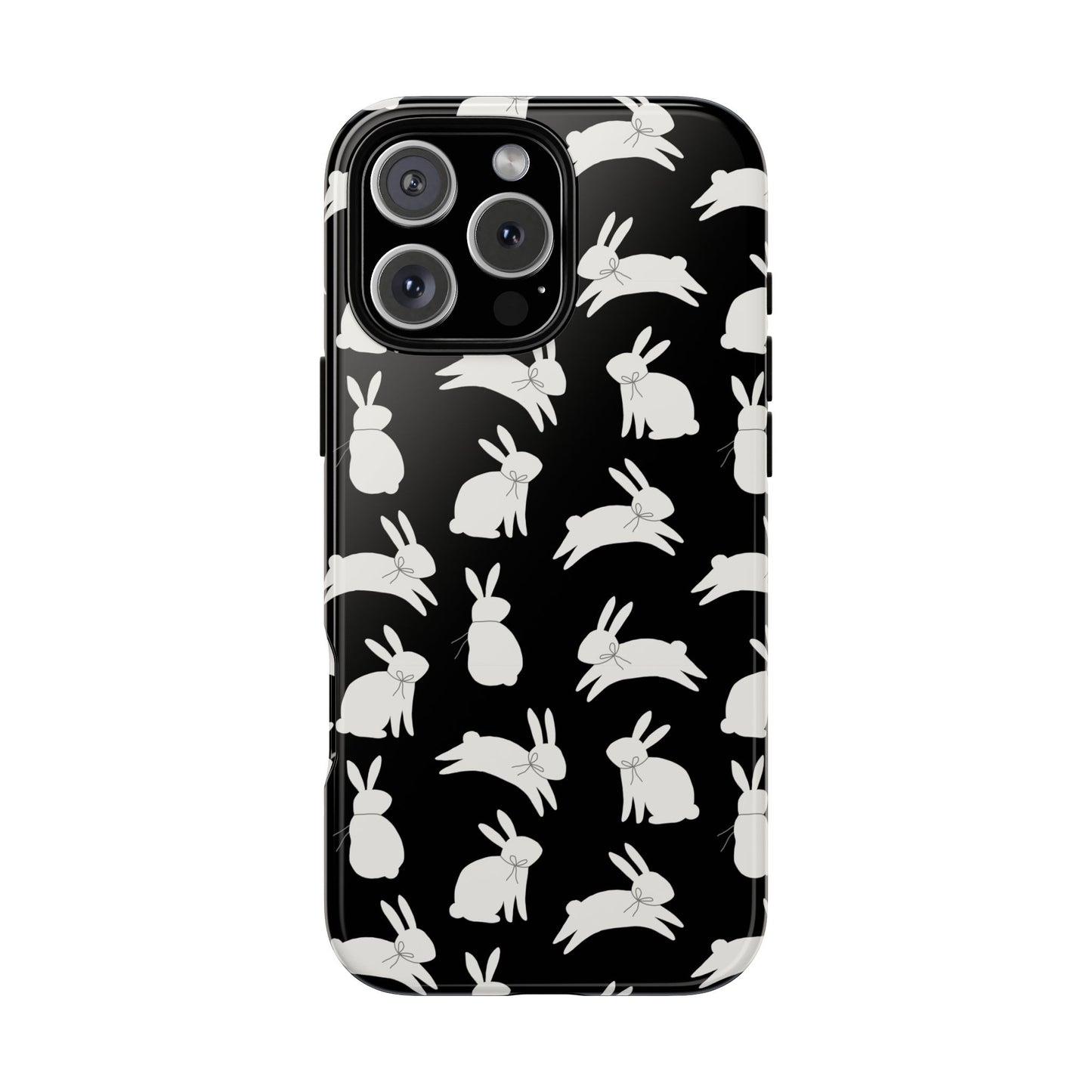 Hop-Proof Style – Bunny Pattern Tough Phone Case 🖤🐰