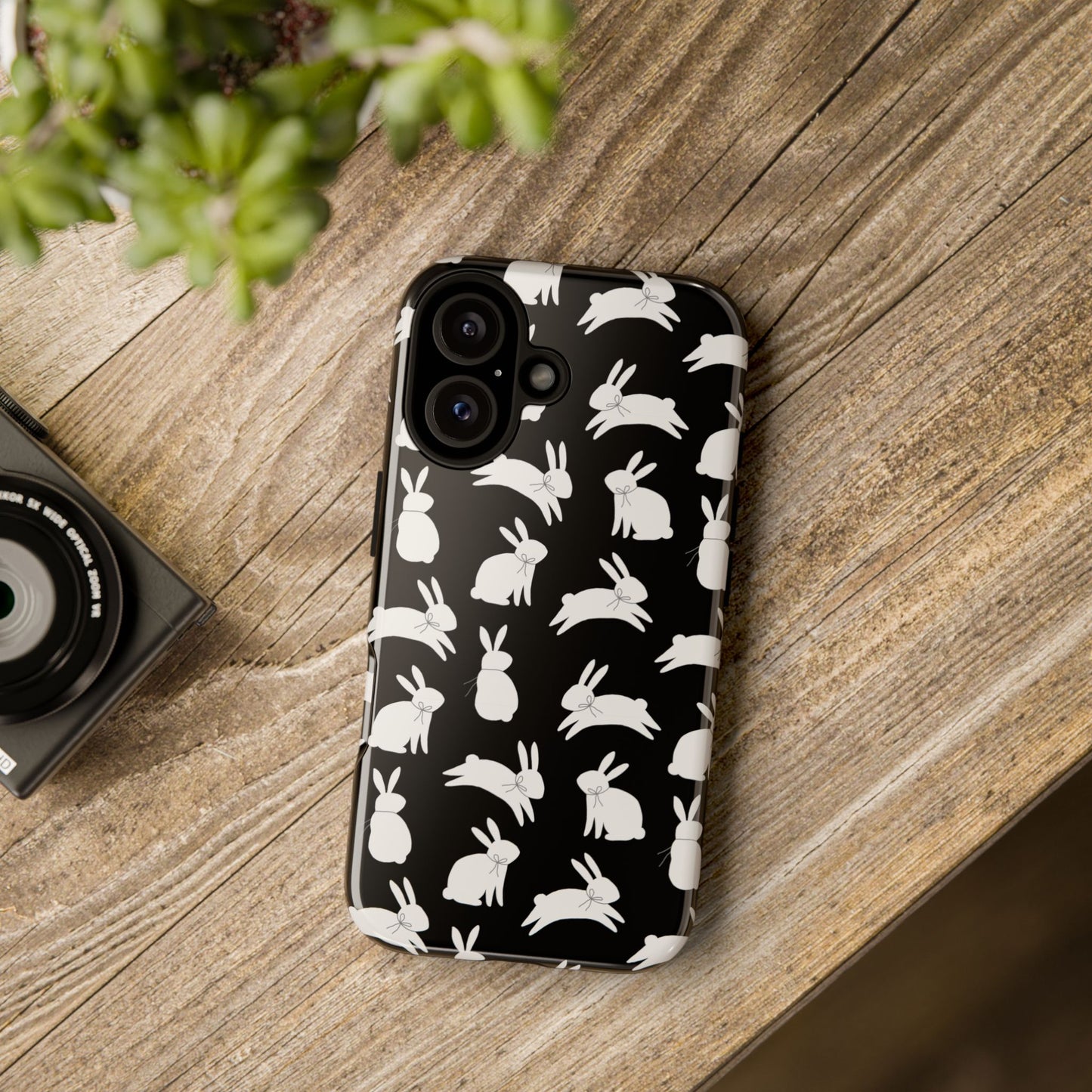 Hop-Proof Style – Bunny Pattern Tough Phone Case 🖤🐰