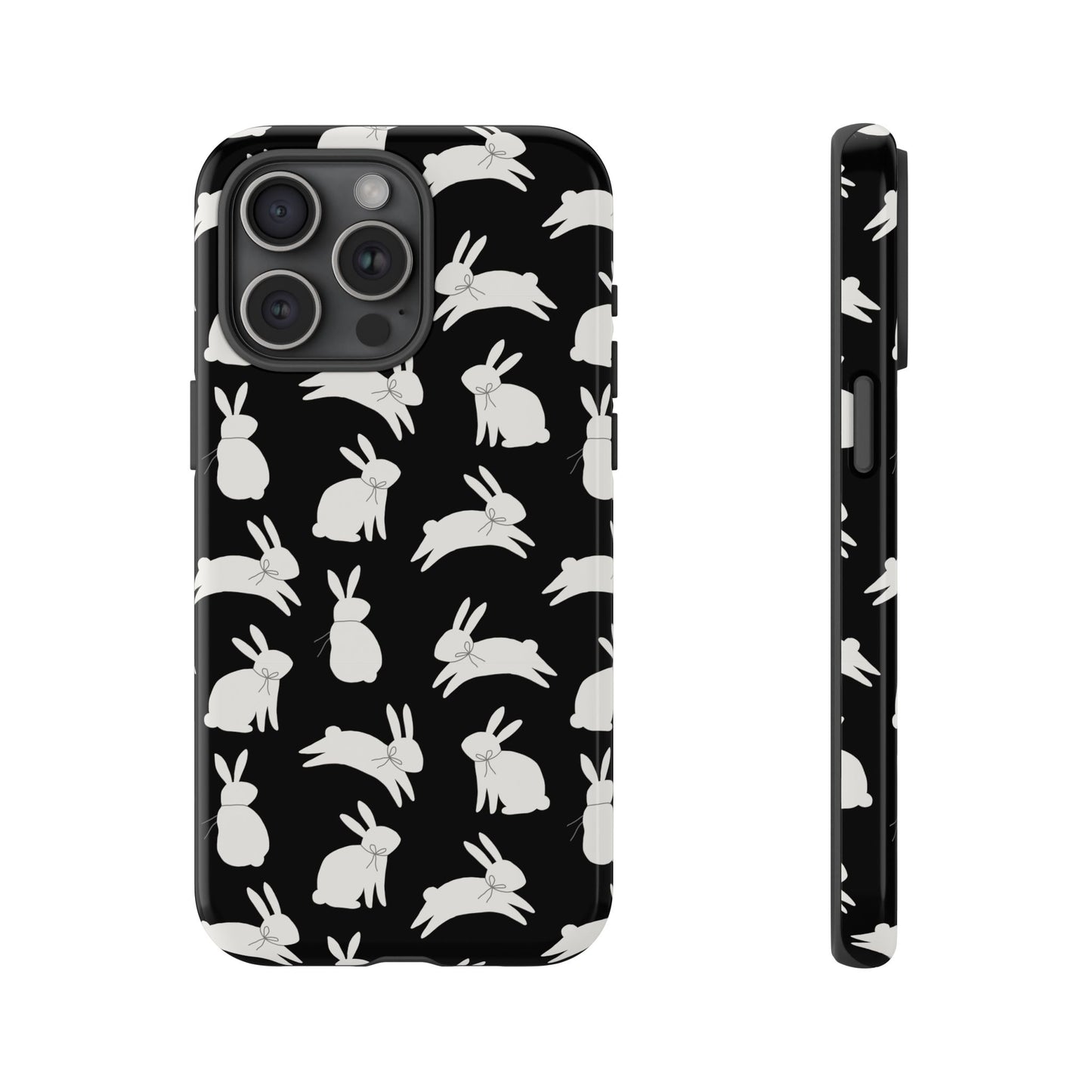 Hop-Proof Style – Bunny Pattern Tough Phone Case 🖤🐰