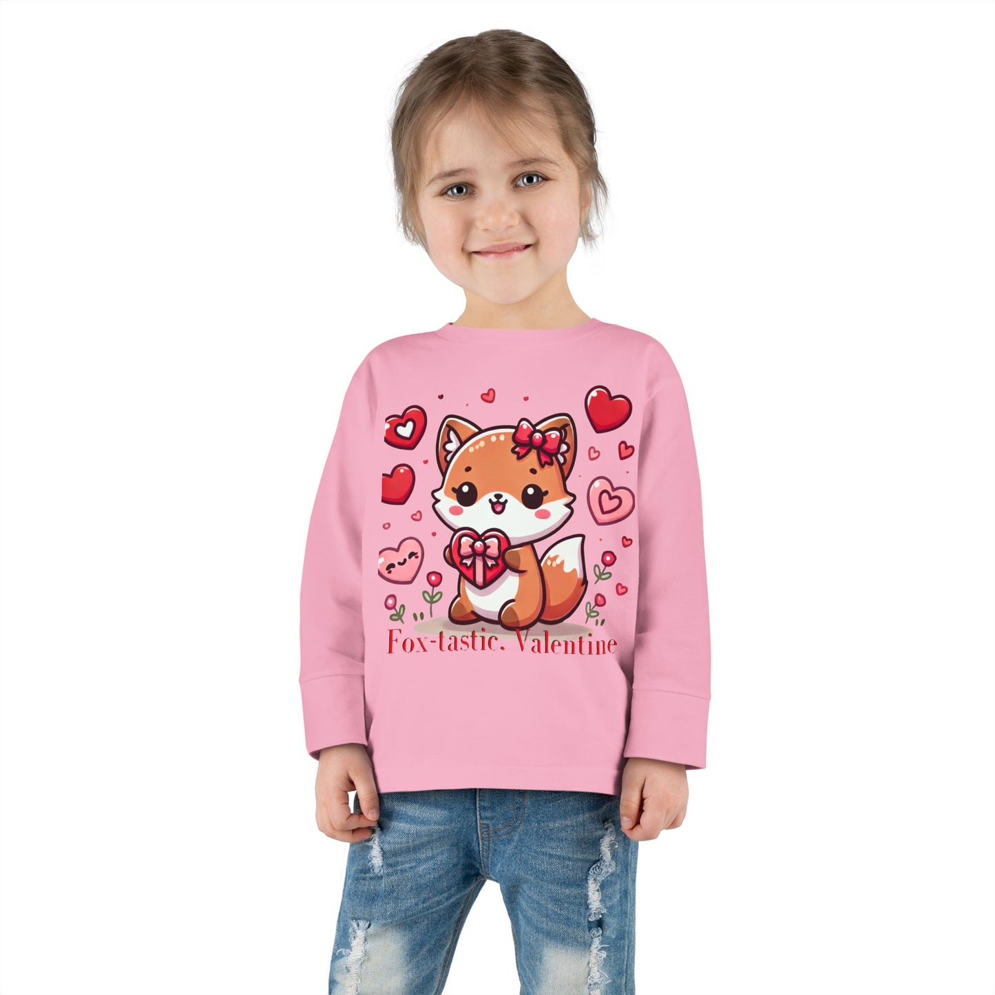 "Fox-tastic, Valentine" Toddler Long Sleeve Tee