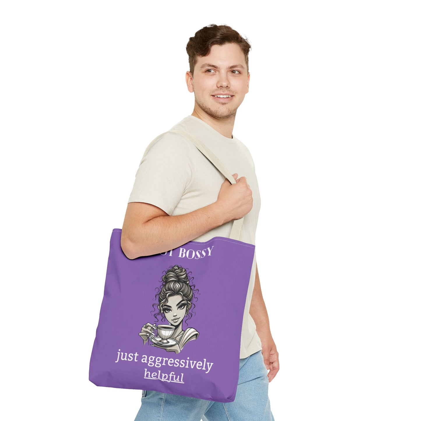 💜 Not Bossy, Just Aggressively Helpful – Statement Tote Bag