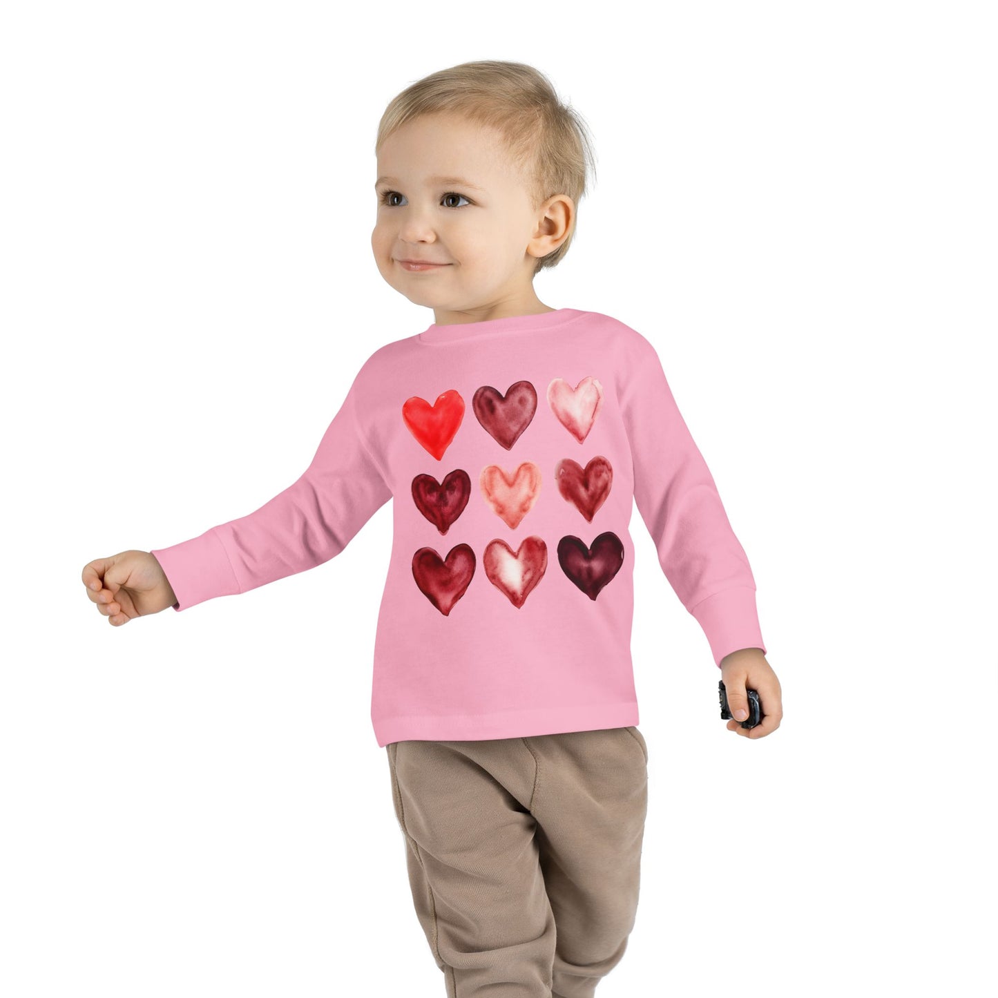 "Layered in Love" Watercolor Heart Toddler Long-Sleeve Tee
