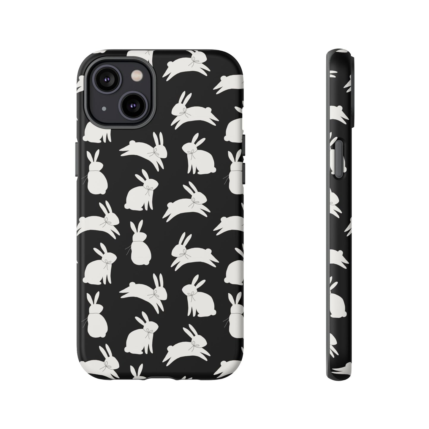 Hop-Proof Style – Bunny Pattern Tough Phone Case 🖤🐰