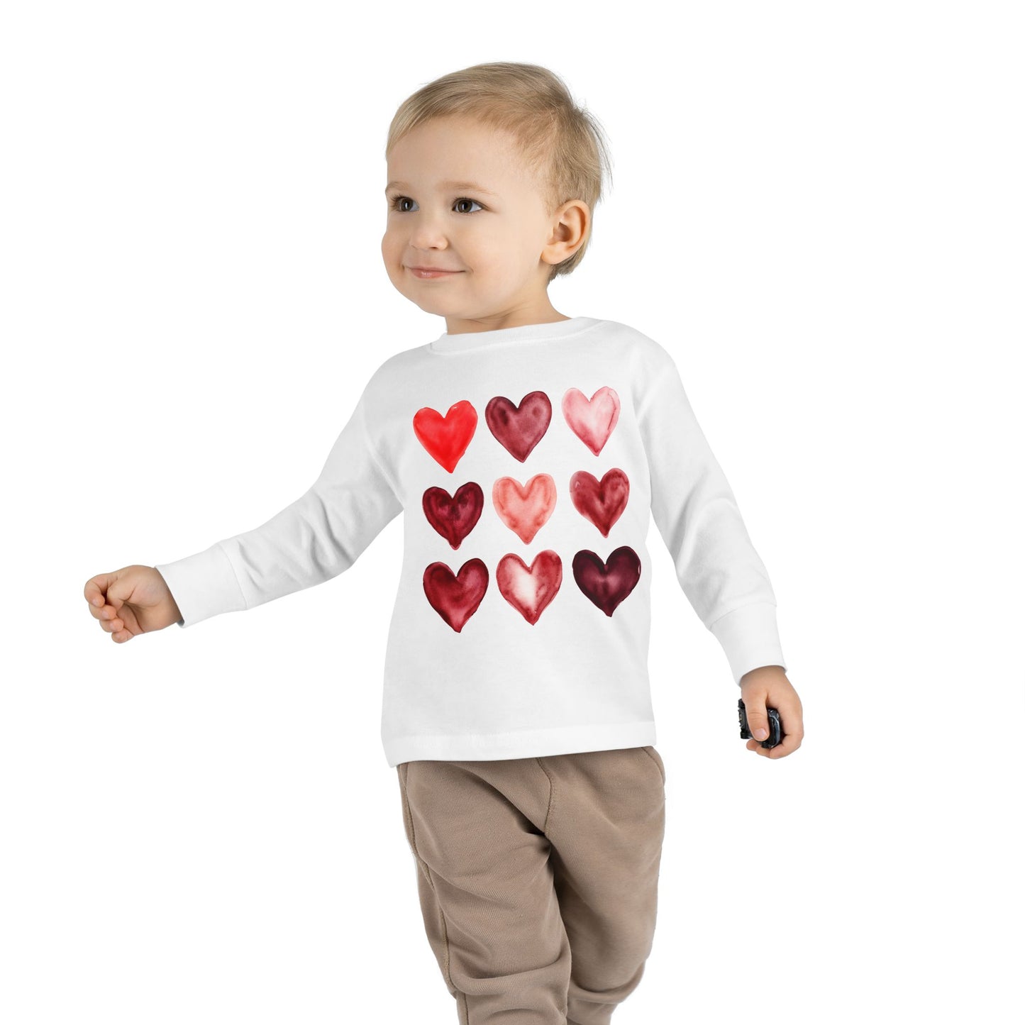 "Layered in Love" Watercolor Heart Toddler Long-Sleeve Tee