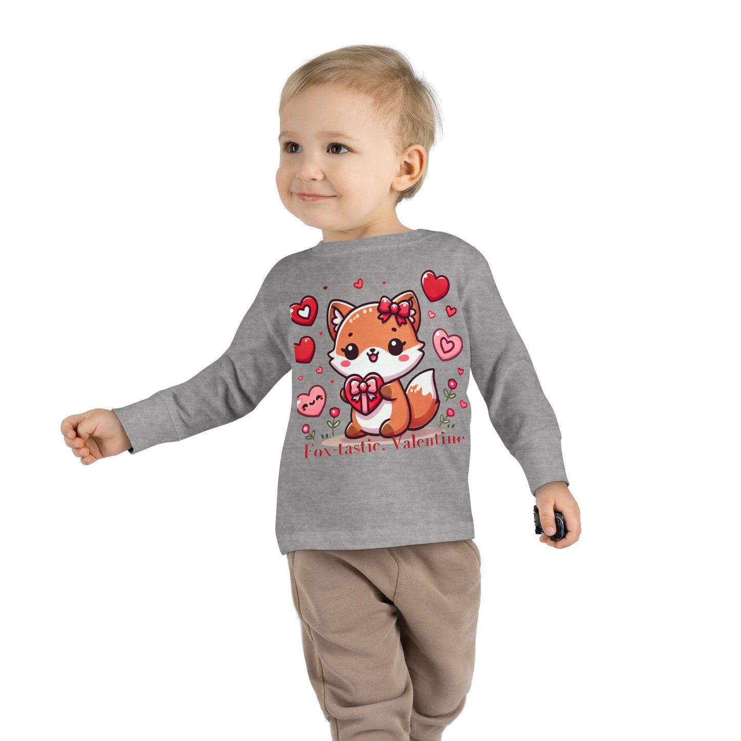 "Fox-tastic, Valentine" Toddler Long Sleeve Tee