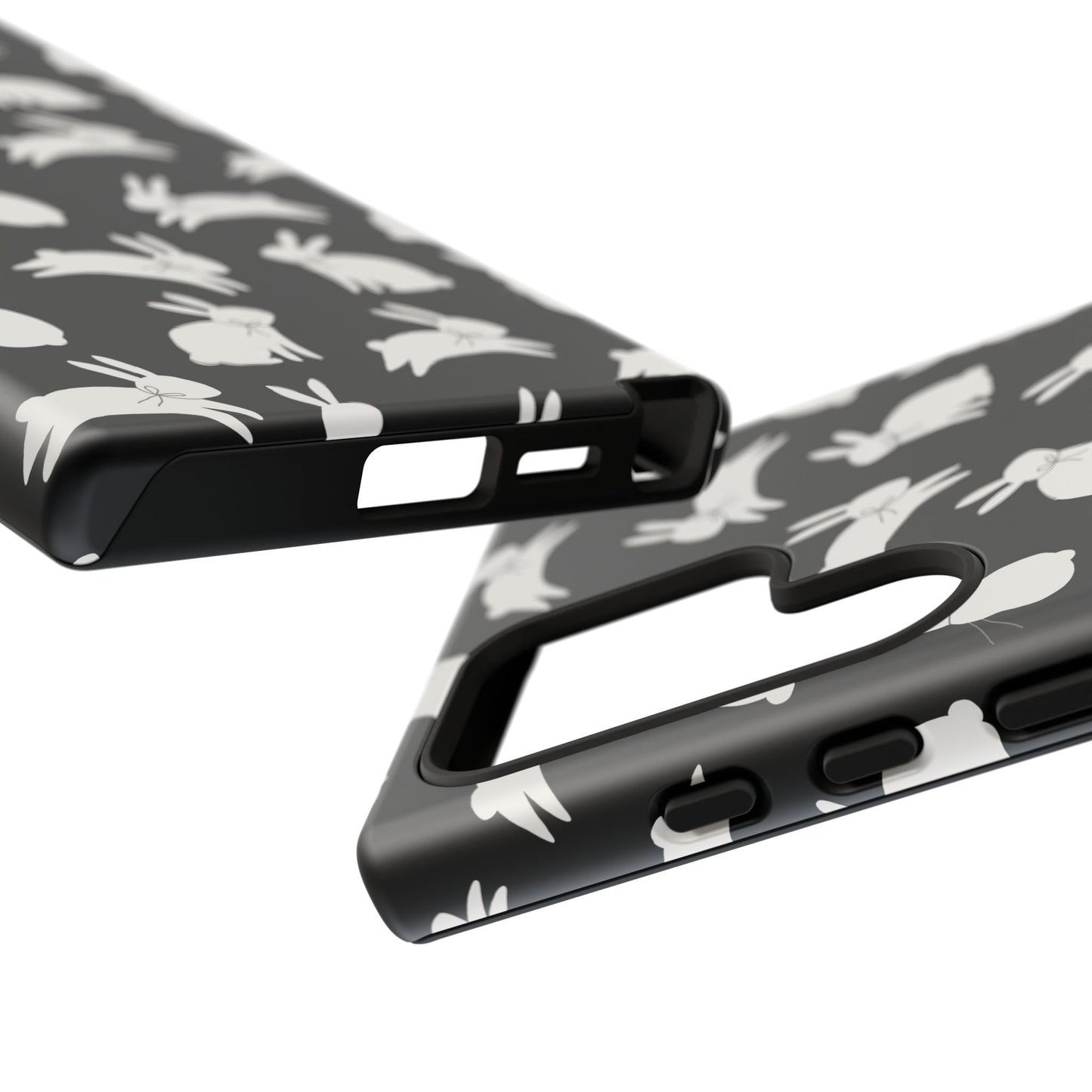 Hop-Proof Style – Bunny Pattern Tough Phone Case 🖤🐰