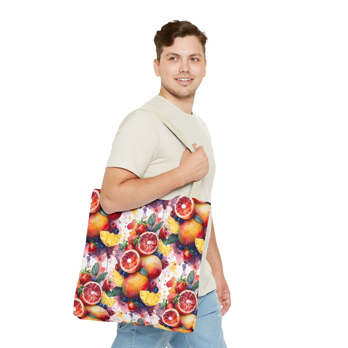 Tropical Splash 🍊🍍 Watercolor Fruit Tote
