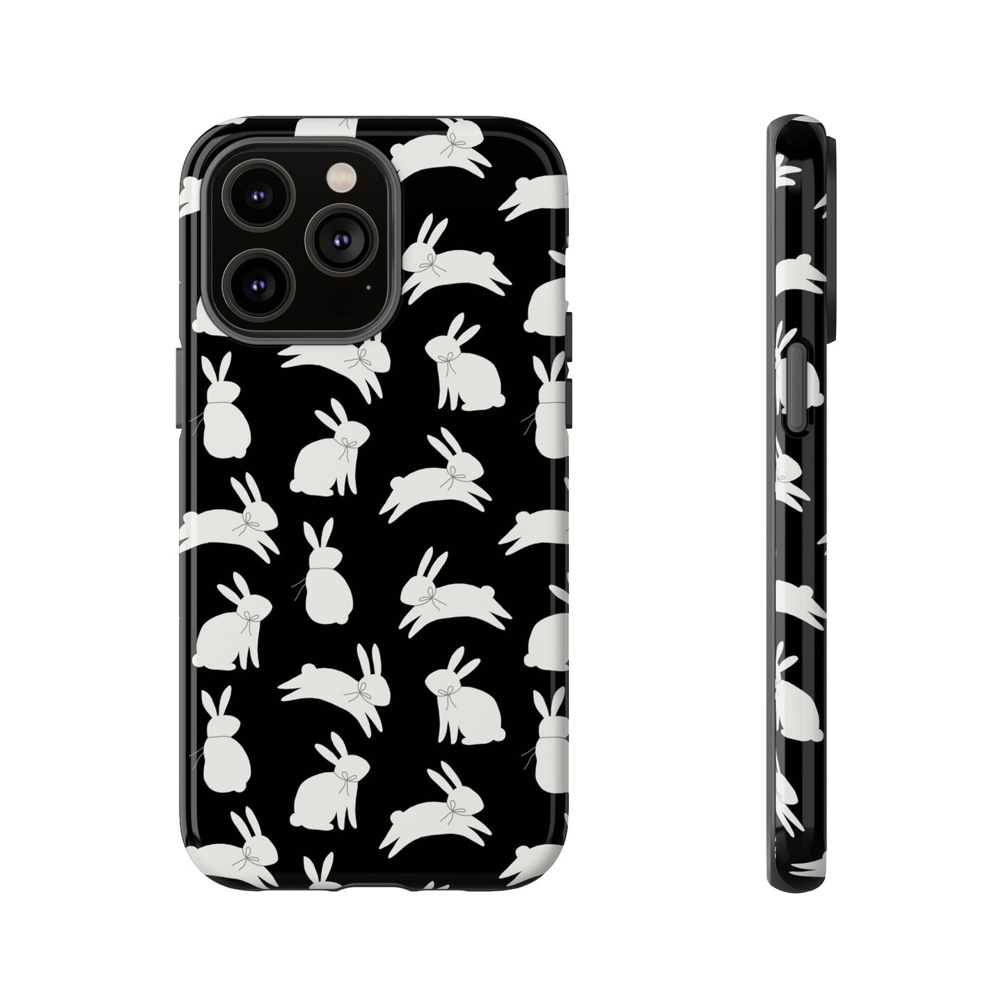 Hop-Proof Style – Bunny Pattern Tough Phone Case 🖤🐰