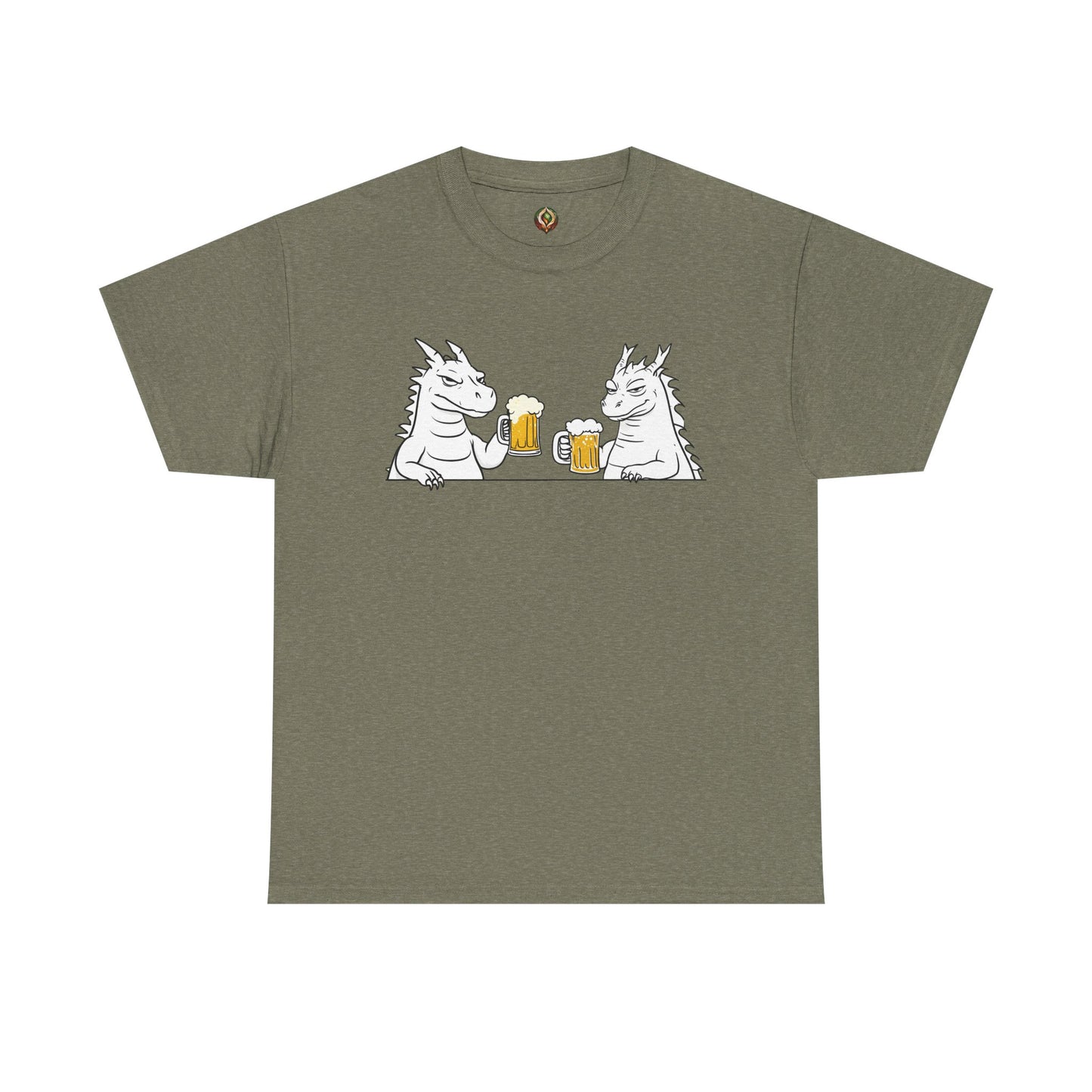 Cheers, Dragons! Unisex Heavy Cotton Tee – Mythical Beasts & Beer Bliss 🍻🐉