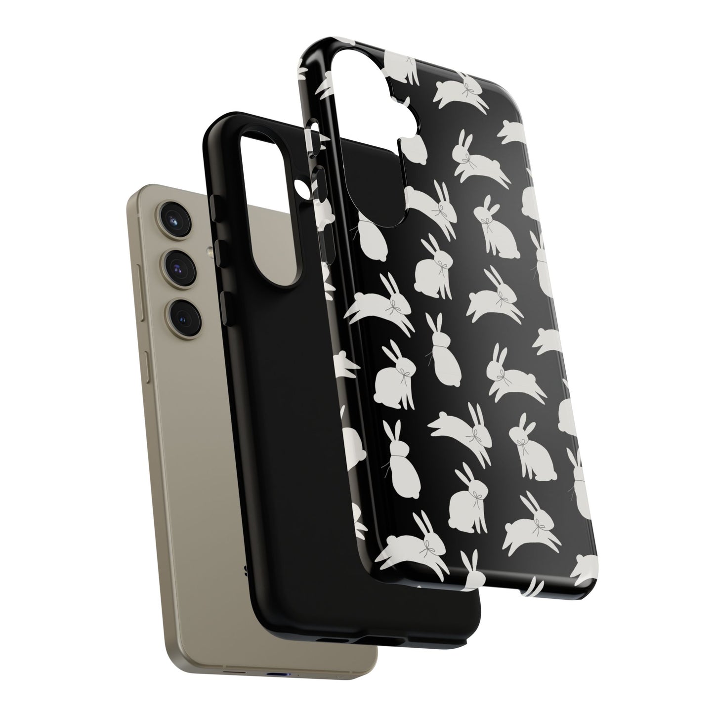 Hop-Proof Style – Bunny Pattern Tough Phone Case 🖤🐰