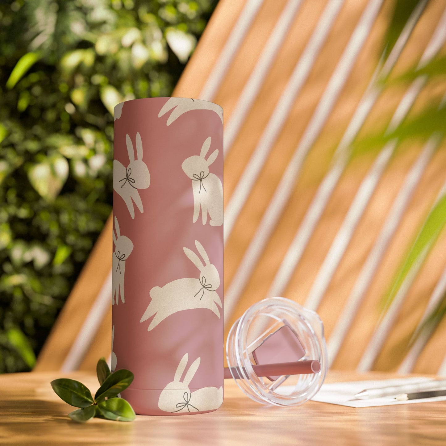 Hop Into Hydration – 20oz Matte Skinny Tumbler 🐰🖤 (Available in Multiple Colors!)