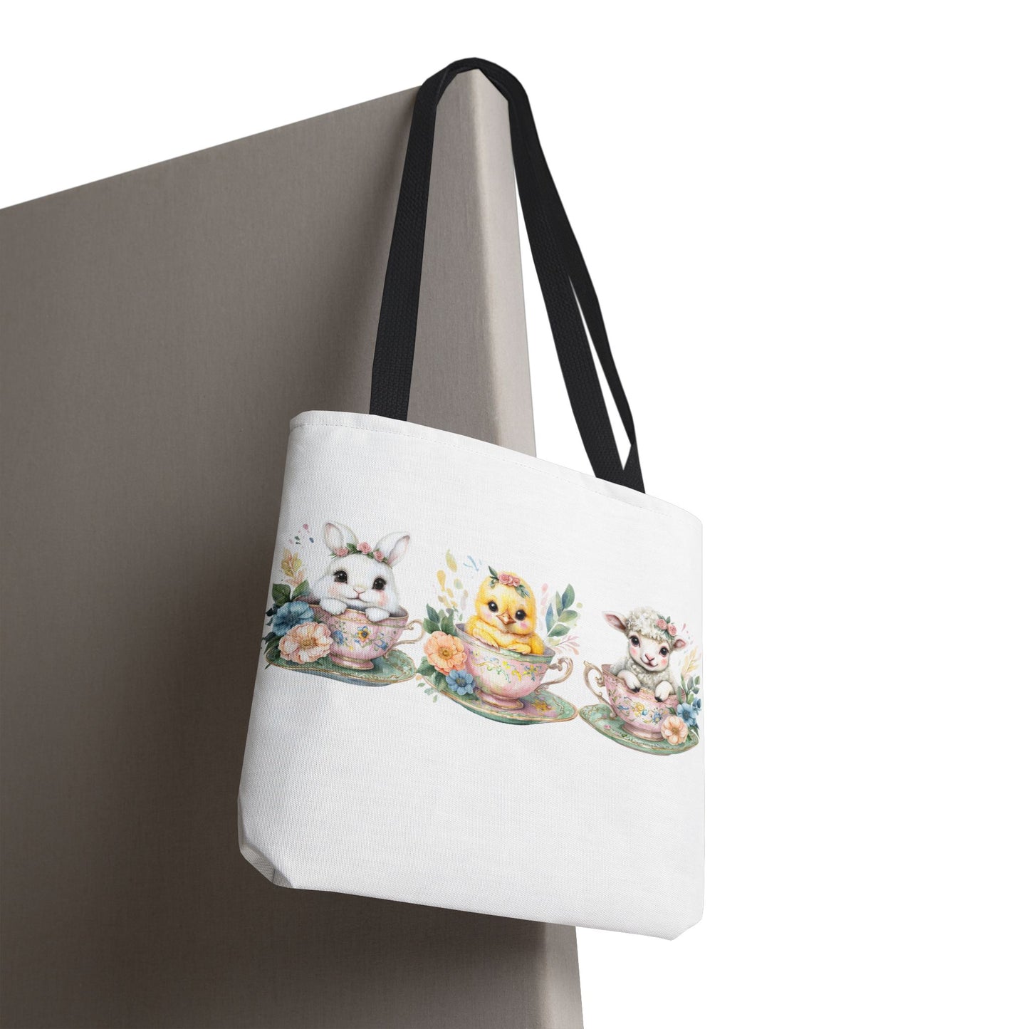 “Springtime Sippers” – Easter Teacup Cuties Tote Bag 🐰🐣🐑