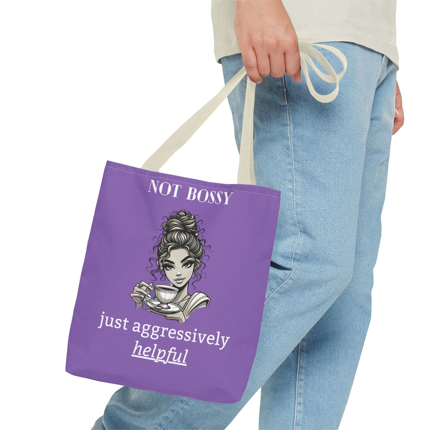 💜 Not Bossy, Just Aggressively Helpful – Statement Tote Bag
