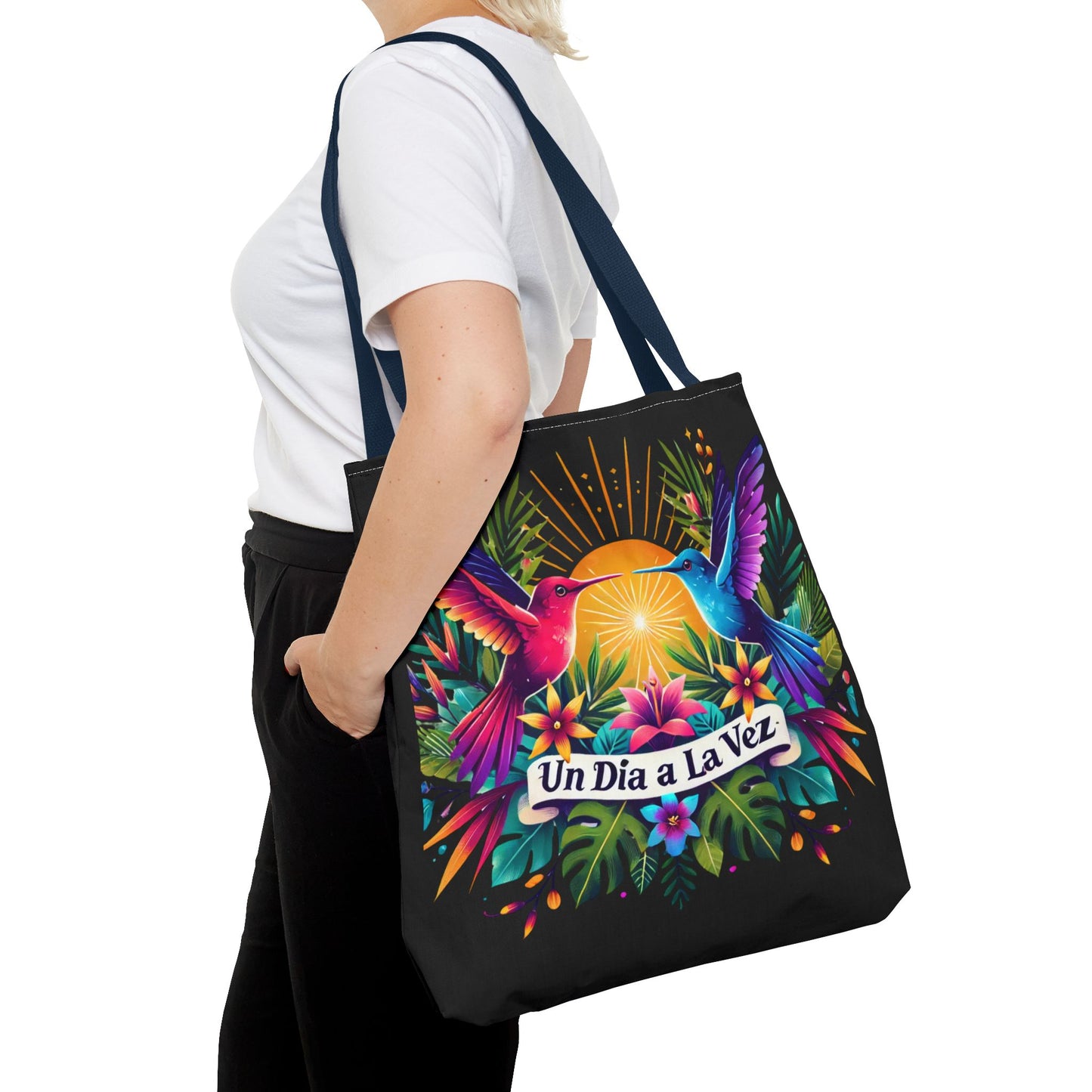 "Un Día a La Vez" Vibrant Midnight Tote Bag