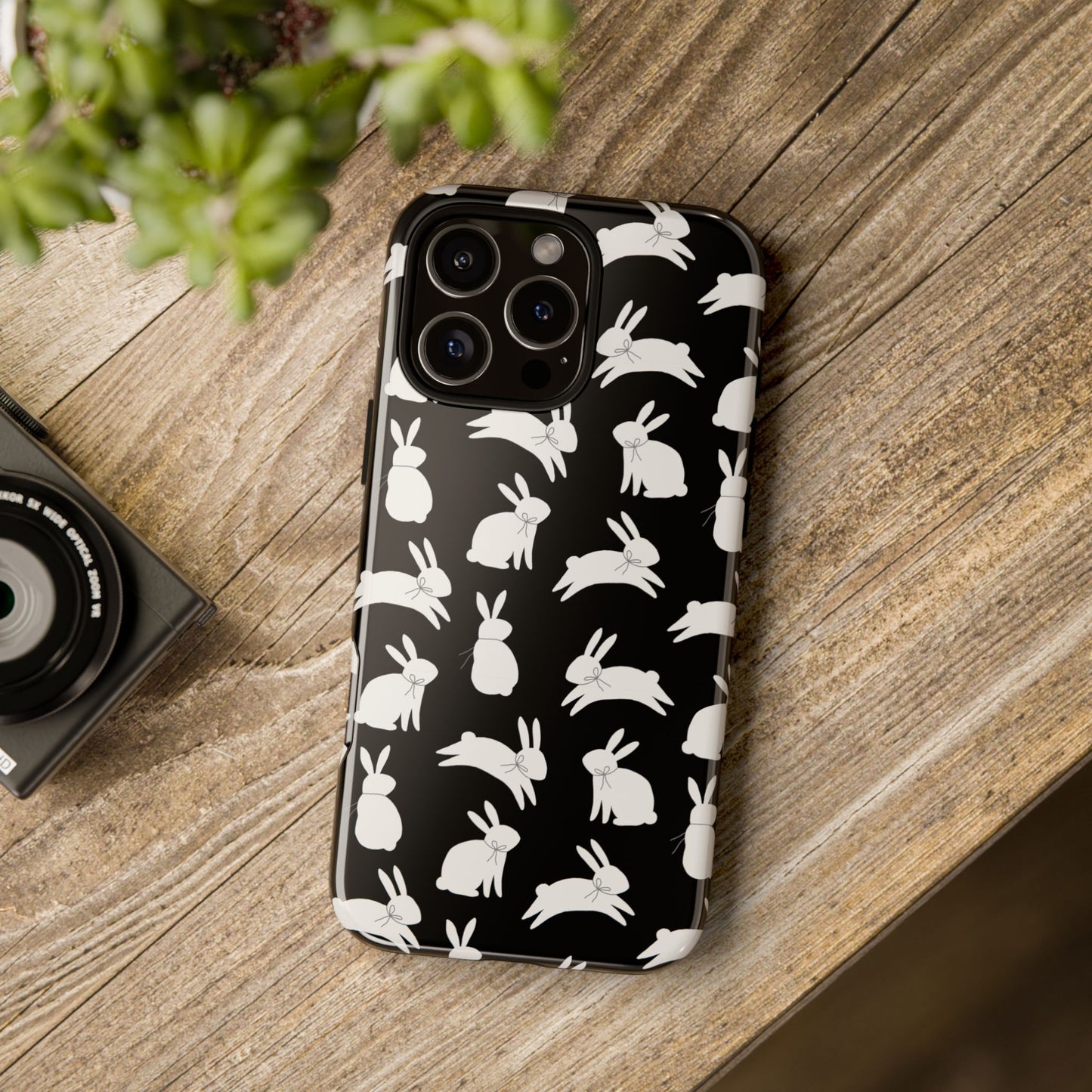 Hop-Proof Style – Bunny Pattern Tough Phone Case 🖤🐰