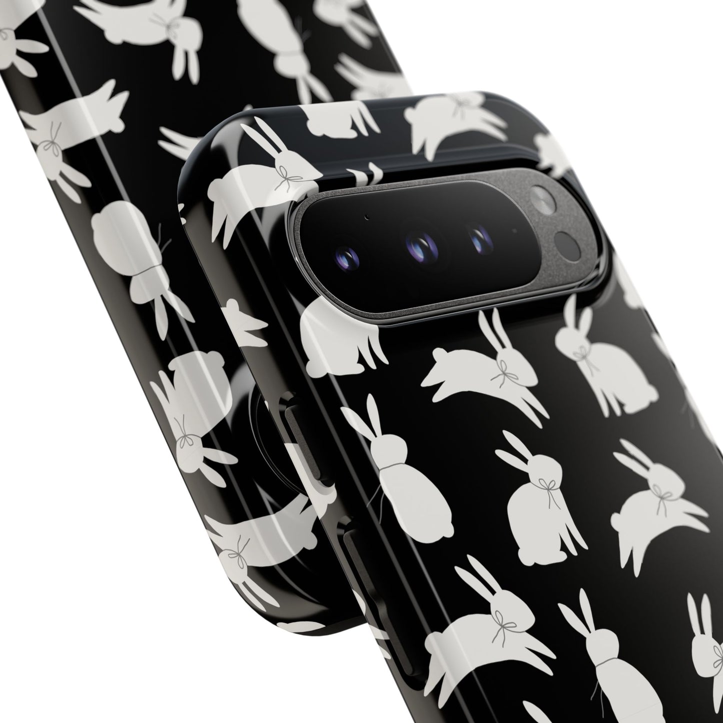 Hop-Proof Style – Bunny Pattern Tough Phone Case 🖤🐰