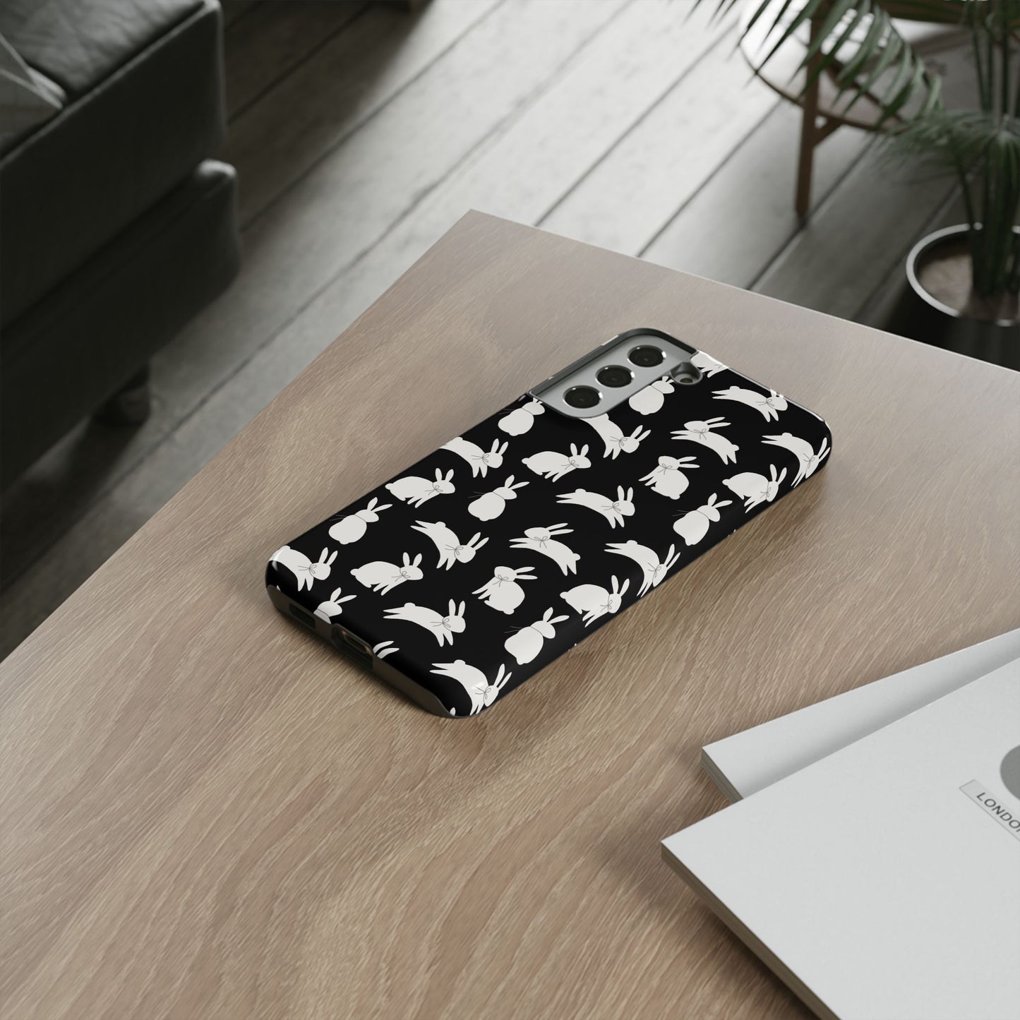 Hop-Proof Style – Bunny Pattern Tough Phone Case 🖤🐰