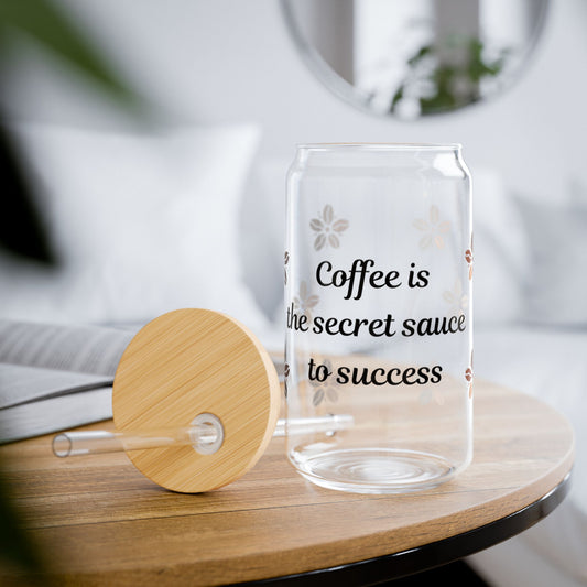 Coffee Is the Secret Sauce to Success Sipper Glass (16oz)