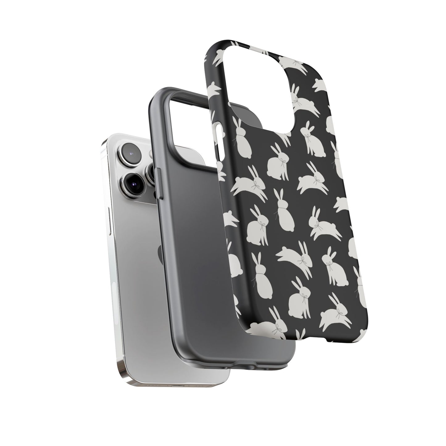 Hop-Proof Style – Bunny Pattern Tough Phone Case 🖤🐰