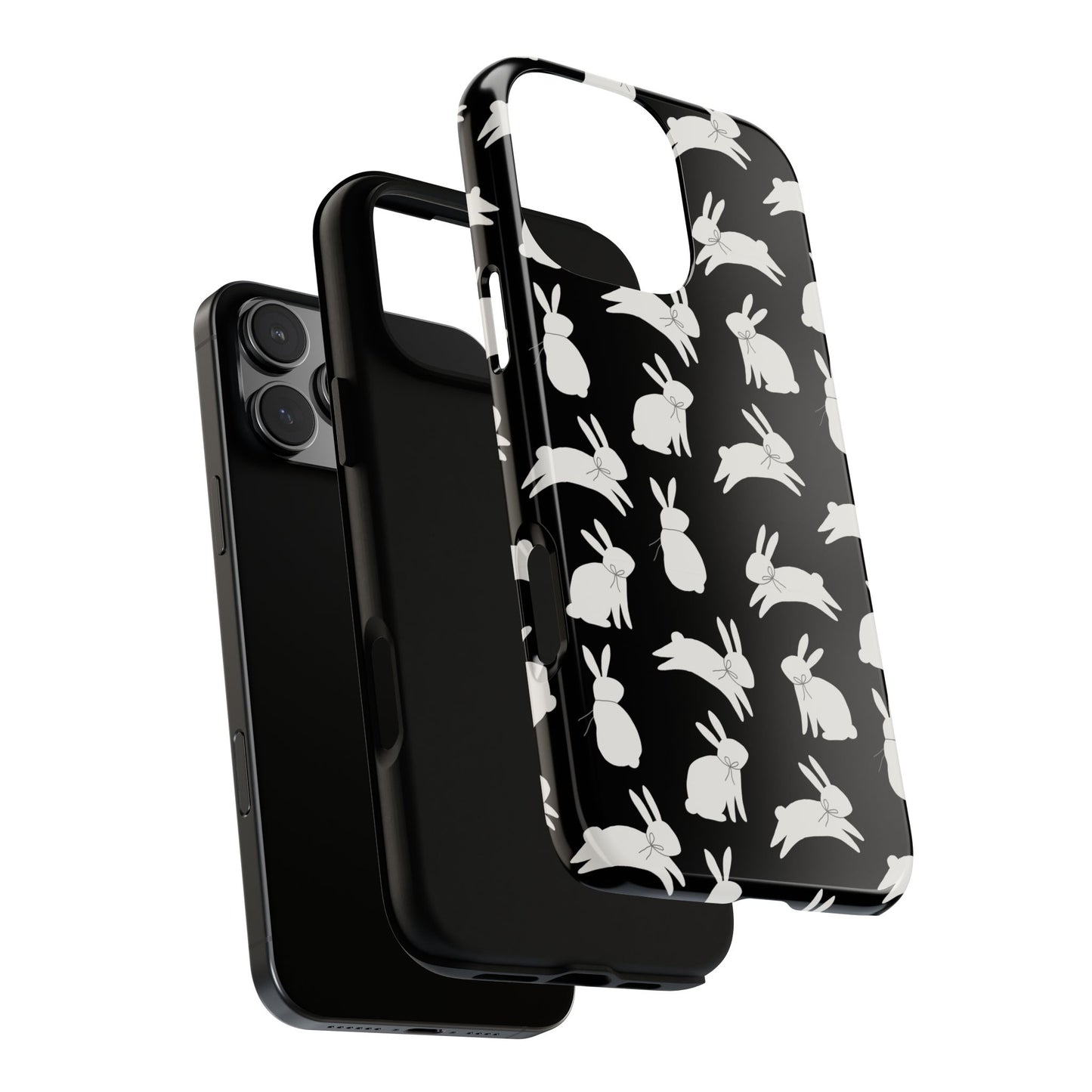 Hop-Proof Style – Bunny Pattern Tough Phone Case 🖤🐰