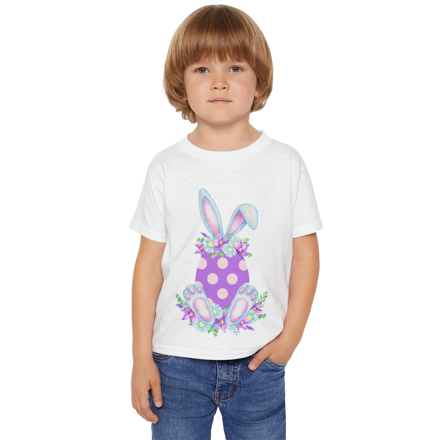 Purple Polka Dot Bunny – Heavy Cotton Toddler Tee 💜🐇