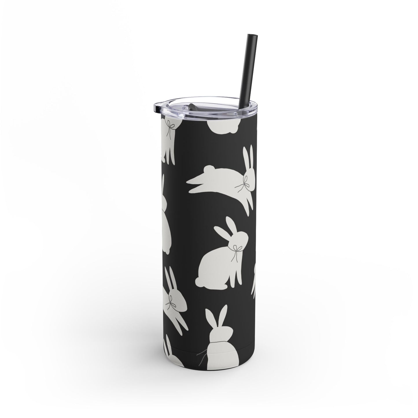 Hop Into Hydration – 20oz Matte Skinny Tumbler 🐰🖤 (Available in Multiple Colors!)