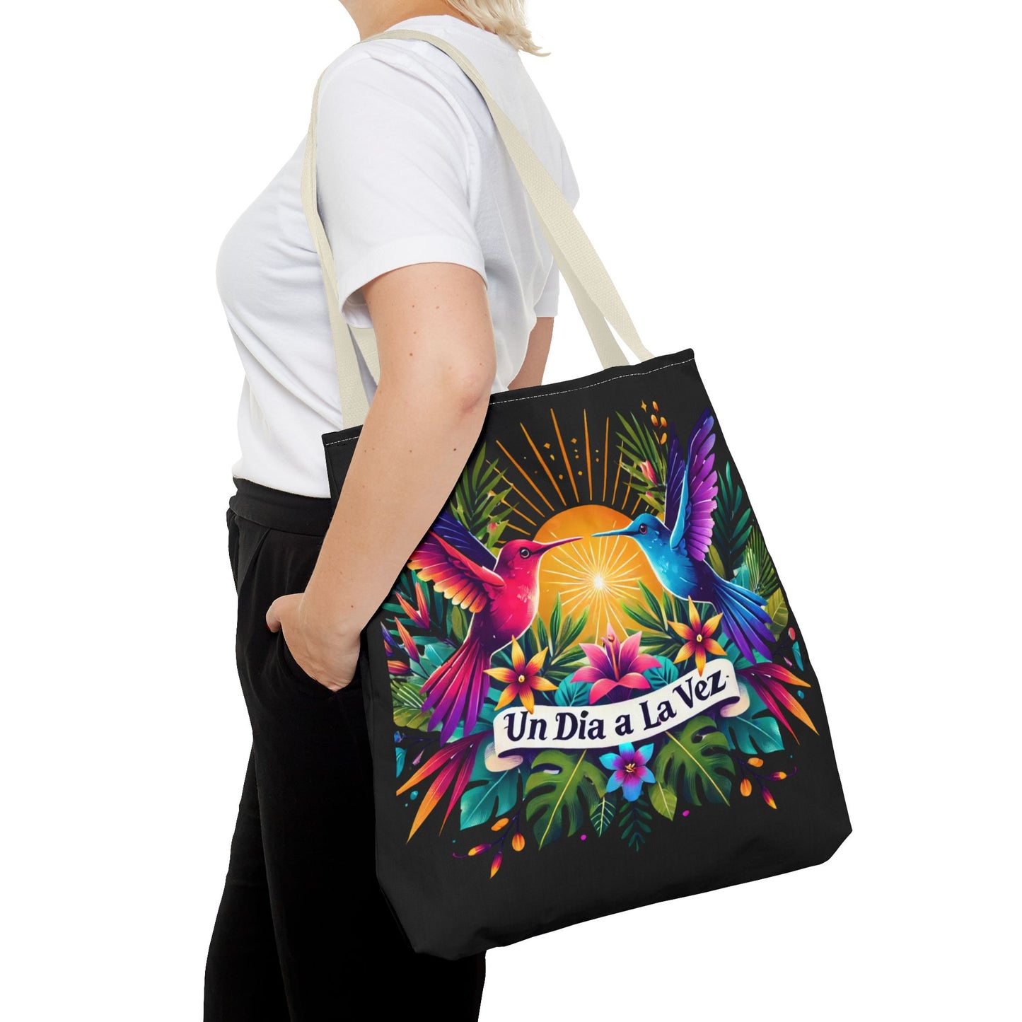 "Un Día a La Vez" Vibrant Midnight Tote Bag
