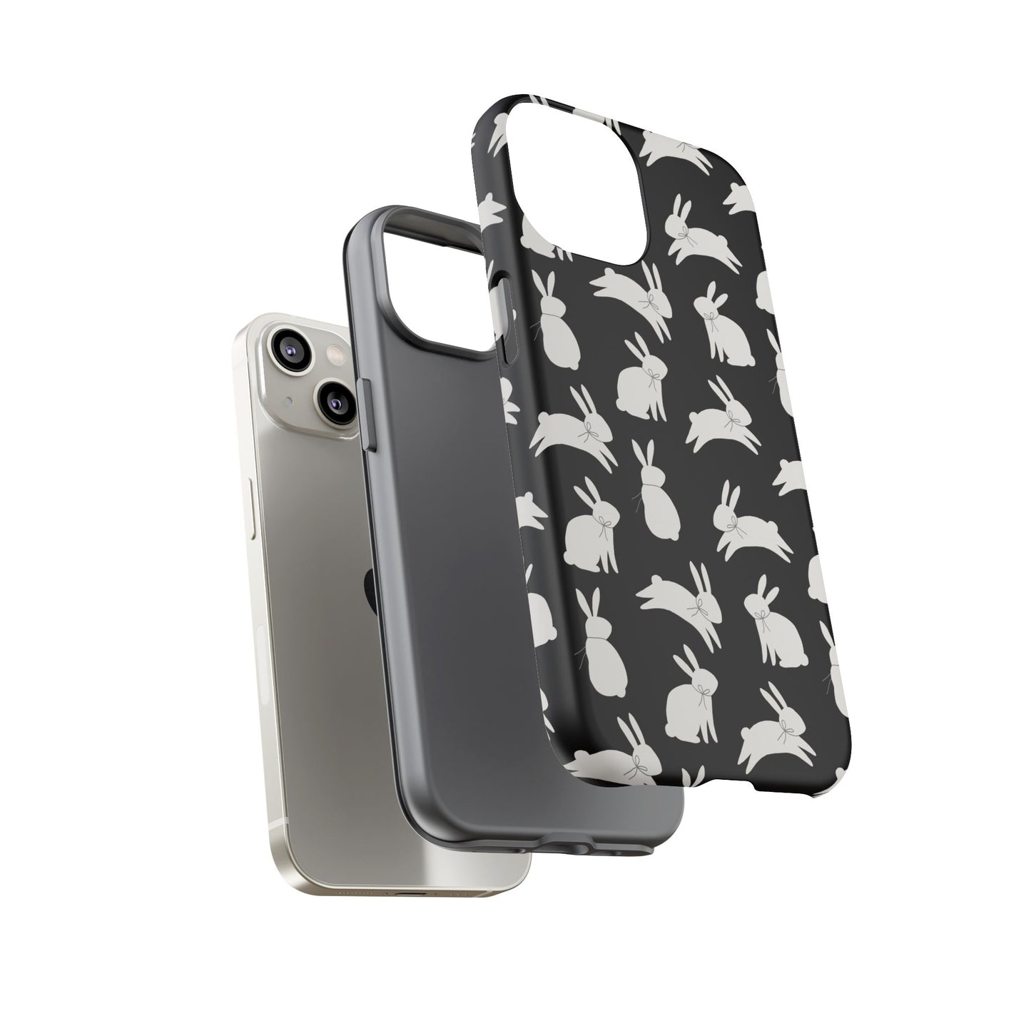 Hop-Proof Style – Bunny Pattern Tough Phone Case 🖤🐰