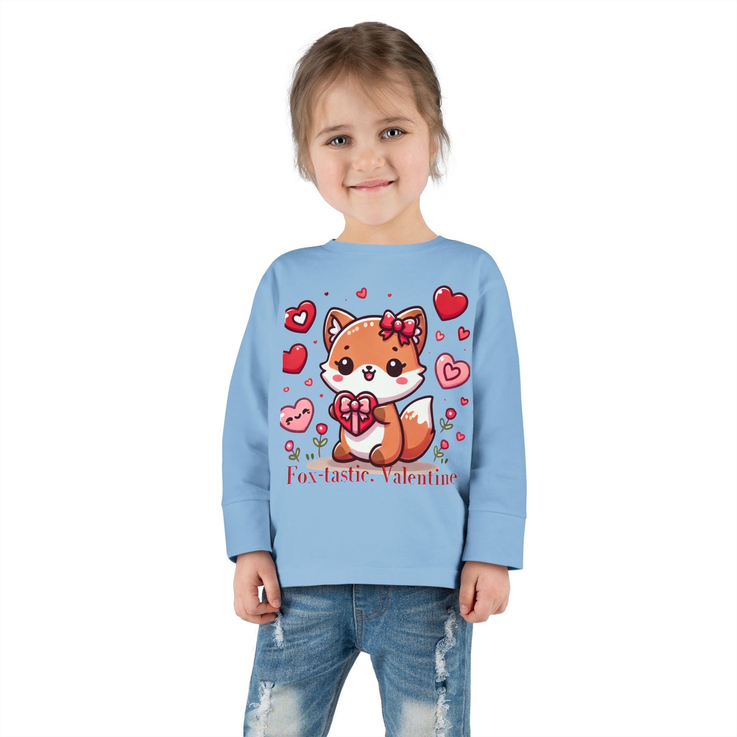 "Fox-tastic, Valentine" Toddler Long Sleeve Tee
