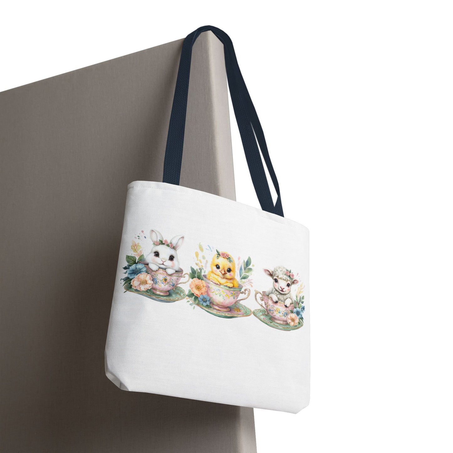 “Springtime Sippers” – Easter Teacup Cuties Tote Bag 🐰🐣🐑