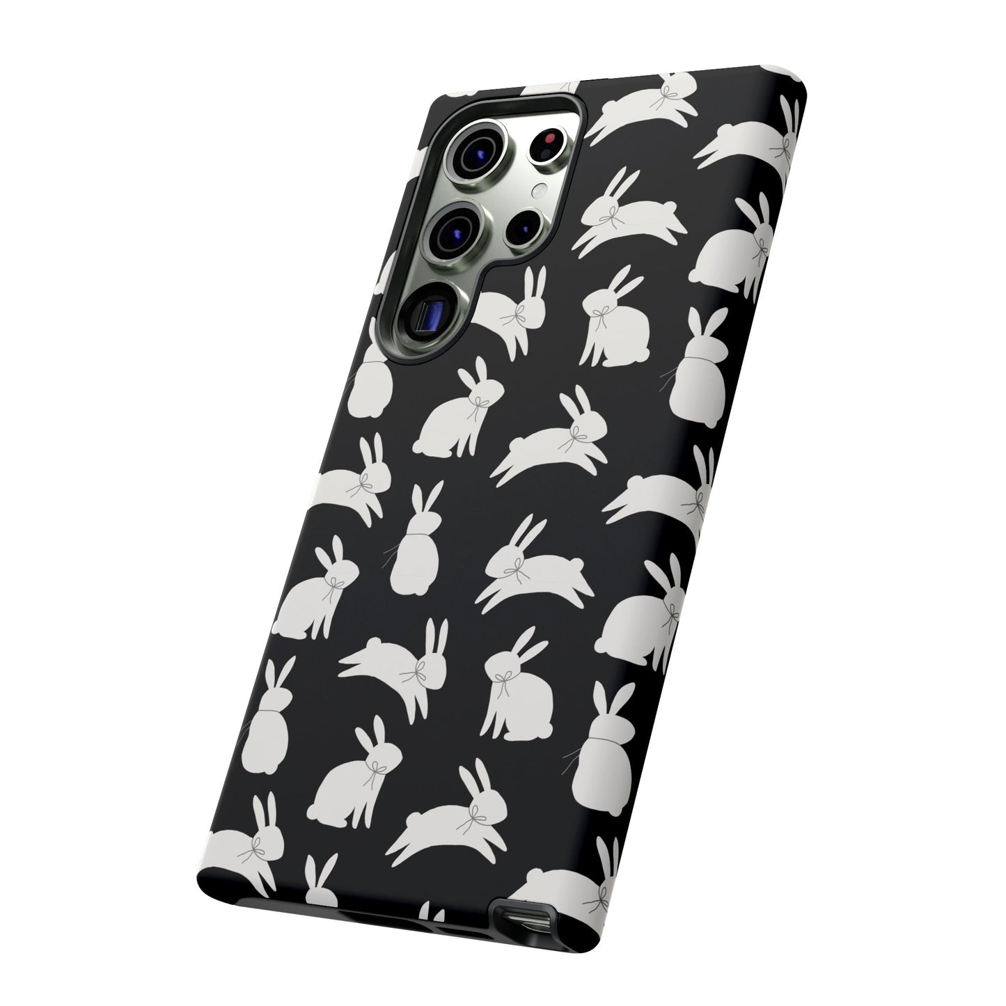 Hop-Proof Style – Bunny Pattern Tough Phone Case 🖤🐰