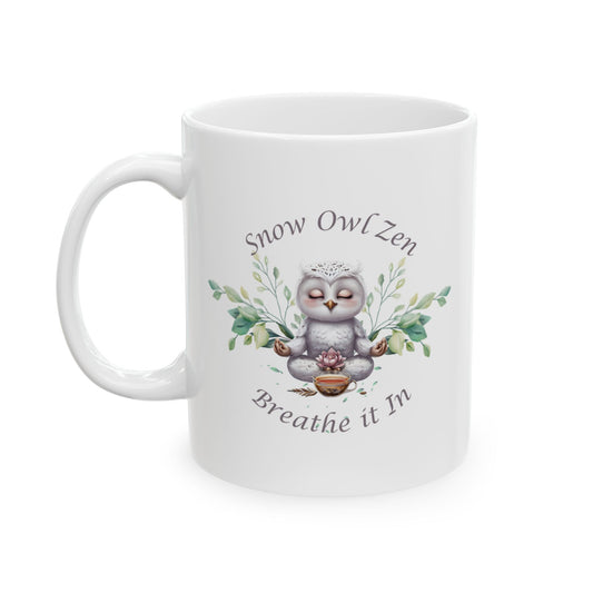 Snow Owl Zen Mug, (11oz, 15oz)