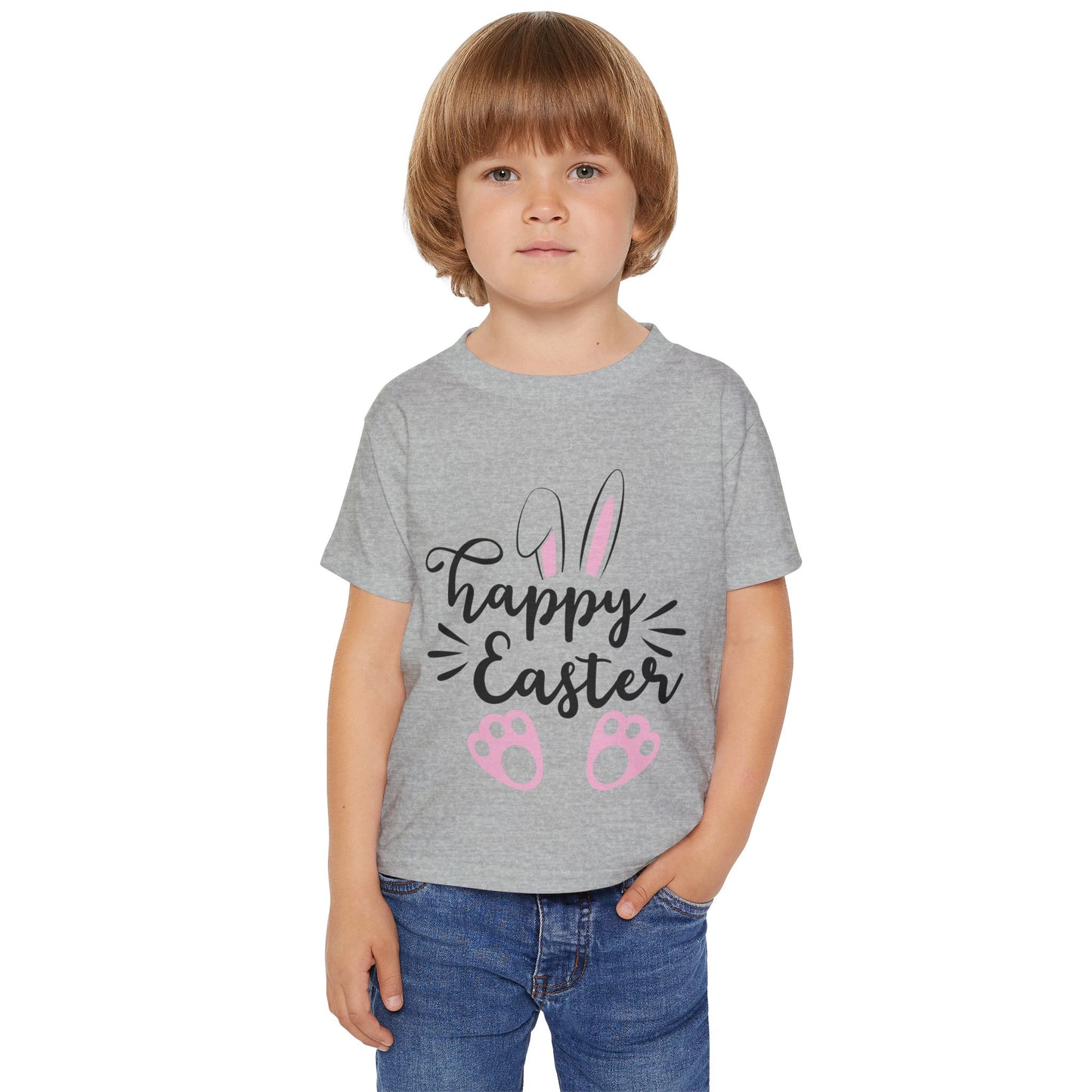 “Happy Easter” – Heavy Cotton Toddler Tee 🐰🌷