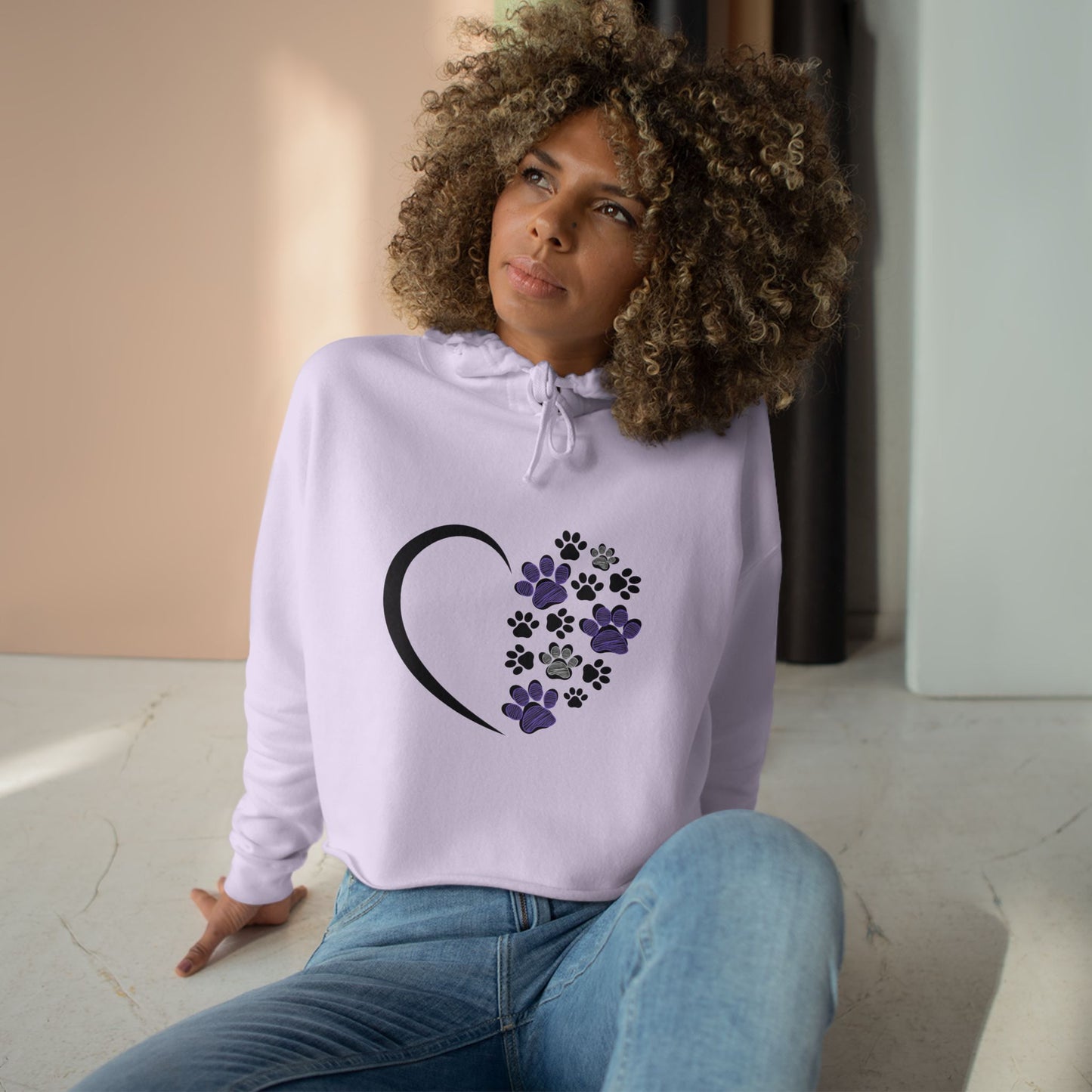 "Purple Heart & Paws" Cropped Hoodie
