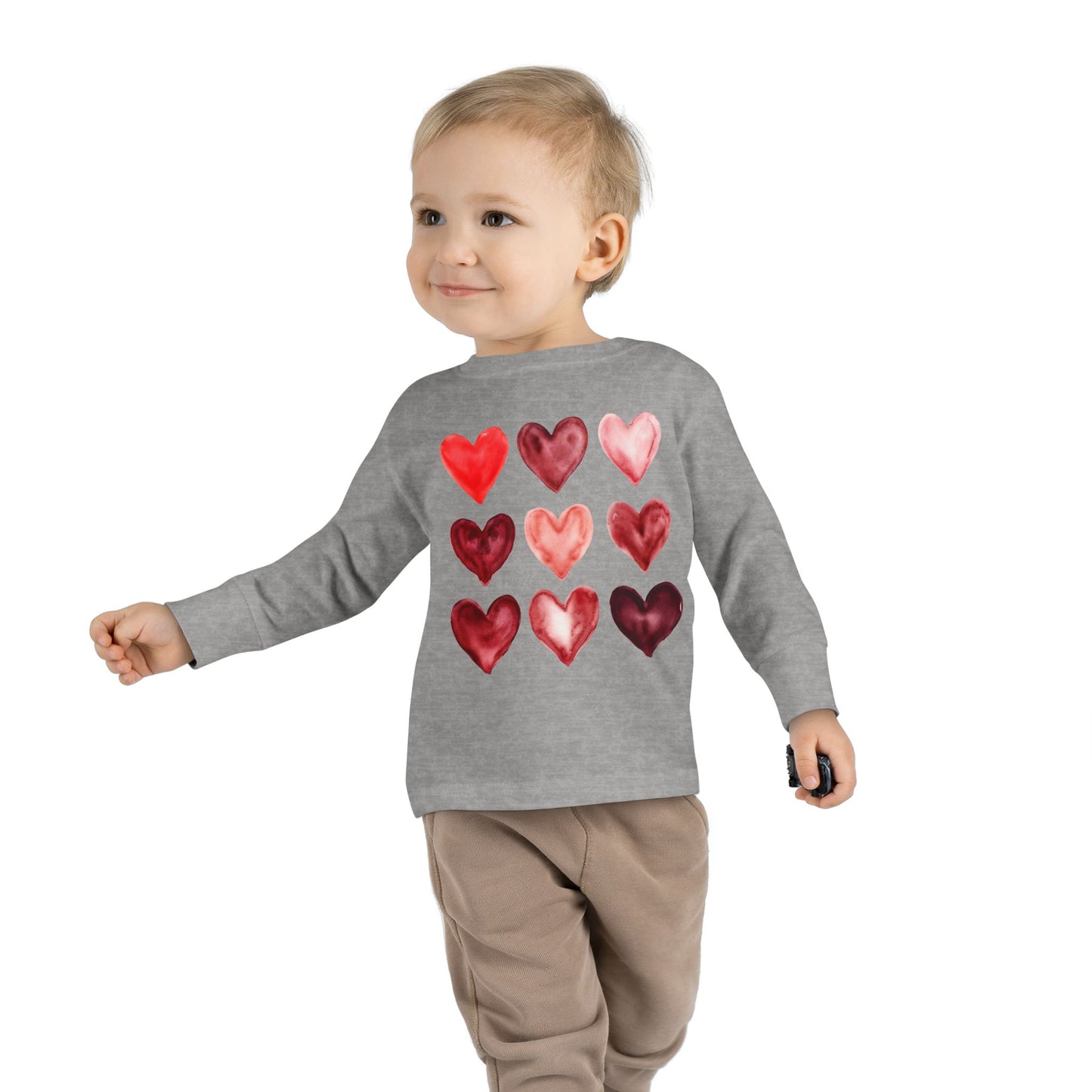 "Layered in Love" Watercolor Heart Toddler Long-Sleeve Tee