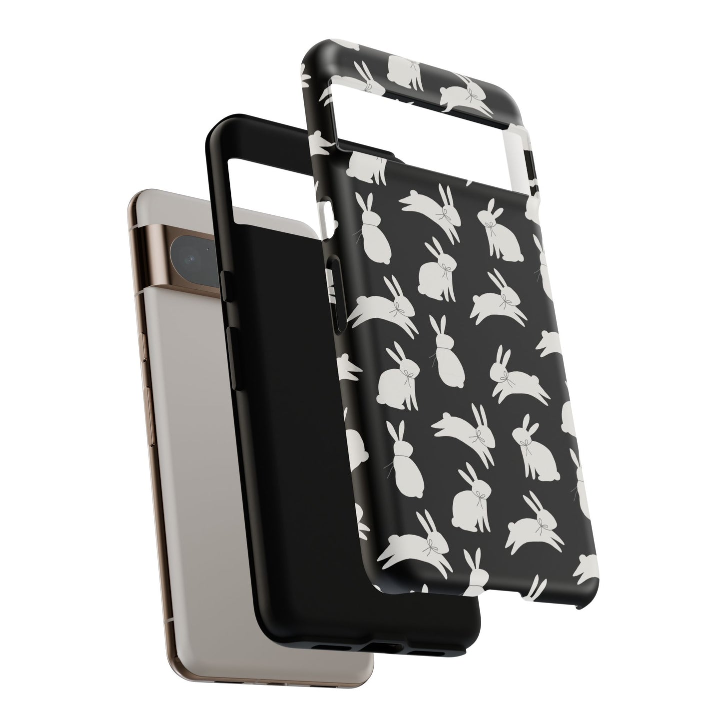 Hop-Proof Style – Bunny Pattern Tough Phone Case 🖤🐰