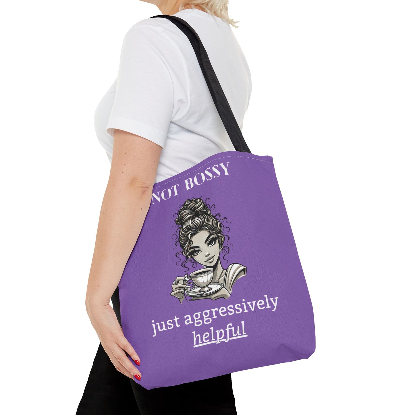 💜 Not Bossy, Just Aggressively Helpful – Statement Tote Bag