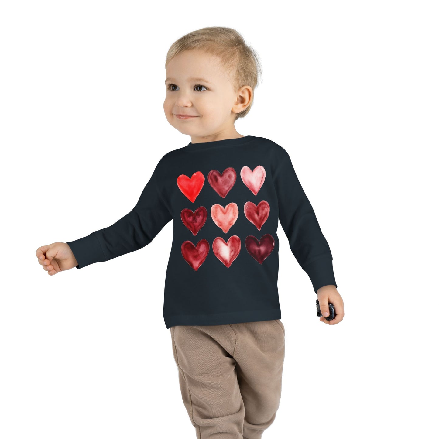 "Layered in Love" Watercolor Heart Toddler Long-Sleeve Tee
