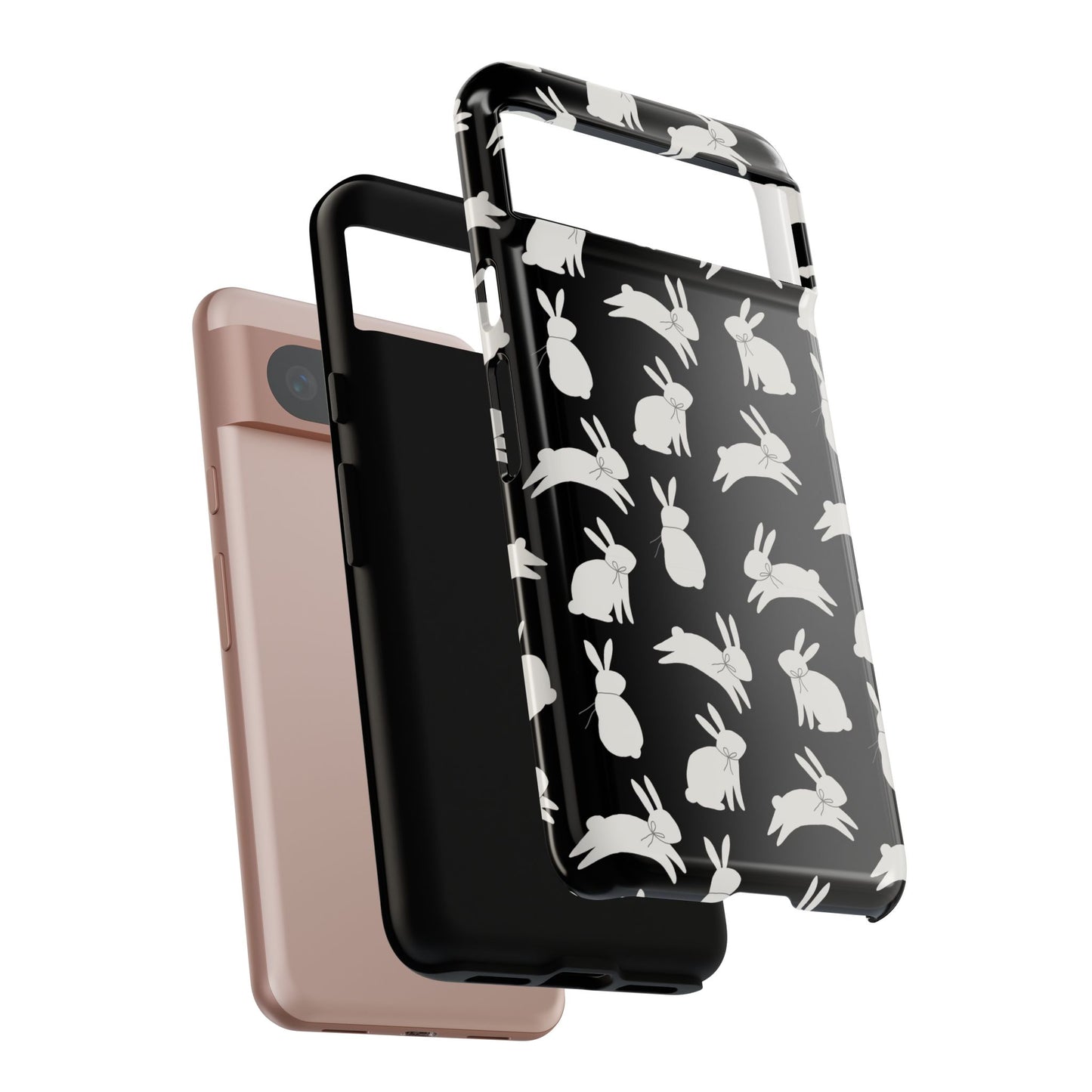 Hop-Proof Style – Bunny Pattern Tough Phone Case 🖤🐰