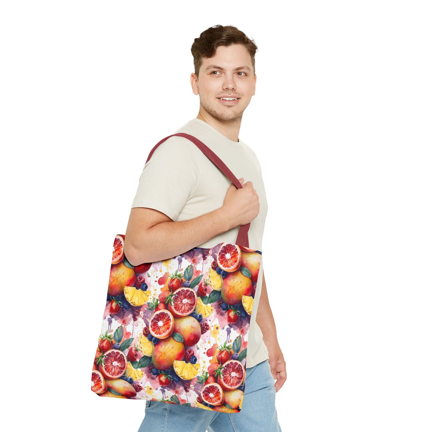 Tropical Splash 🍊🍍 Watercolor Fruit Tote