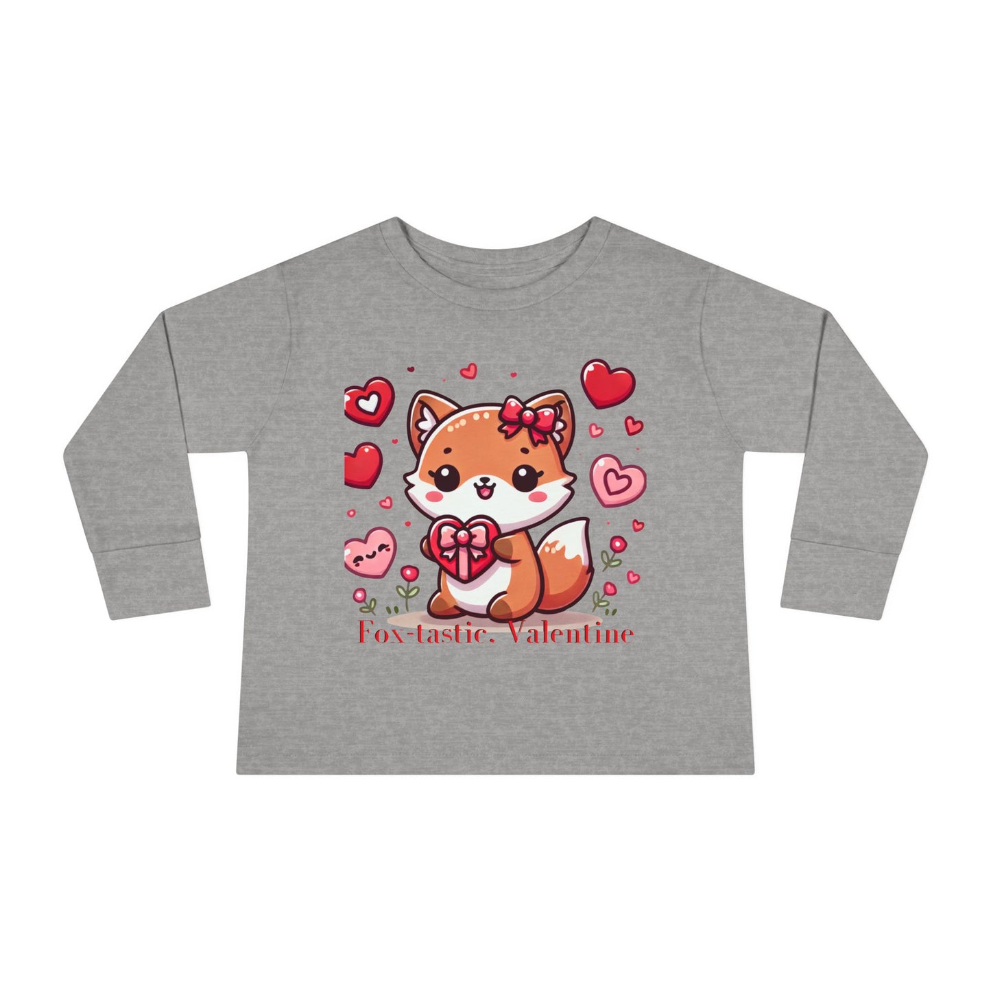 "Fox-tastic, Valentine" Toddler Long Sleeve Tee