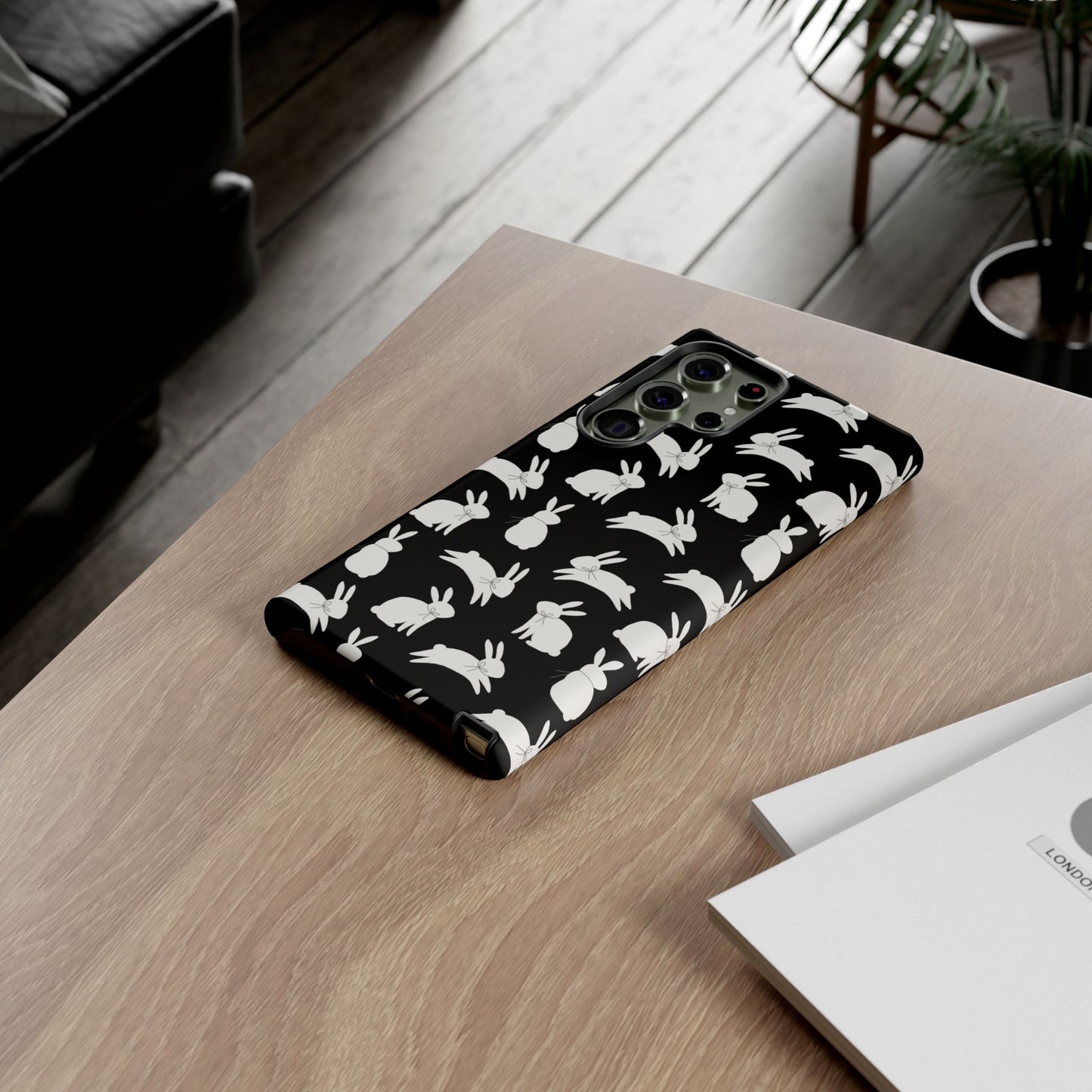 Hop-Proof Style – Bunny Pattern Tough Phone Case 🖤🐰