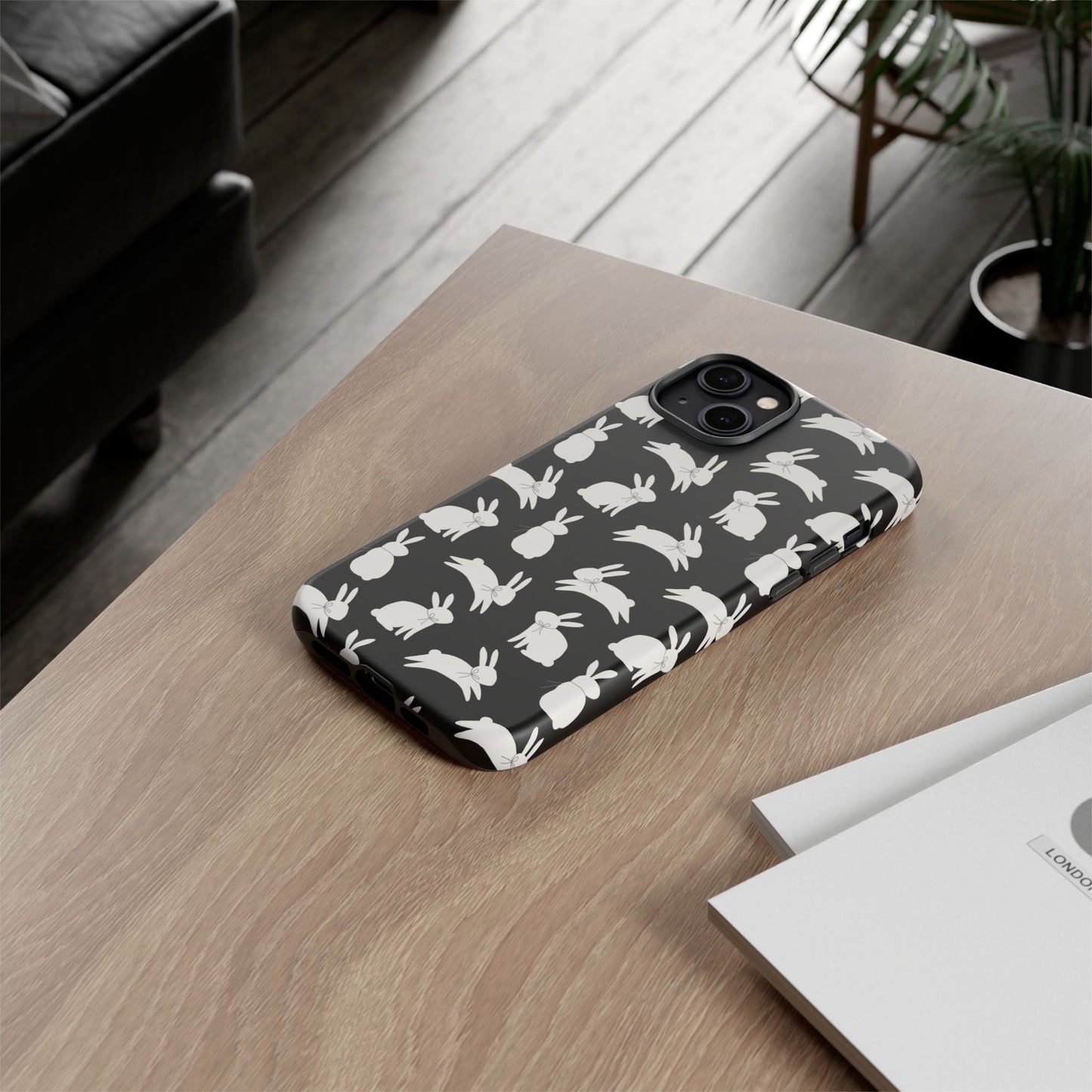 Hop-Proof Style – Bunny Pattern Tough Phone Case 🖤🐰