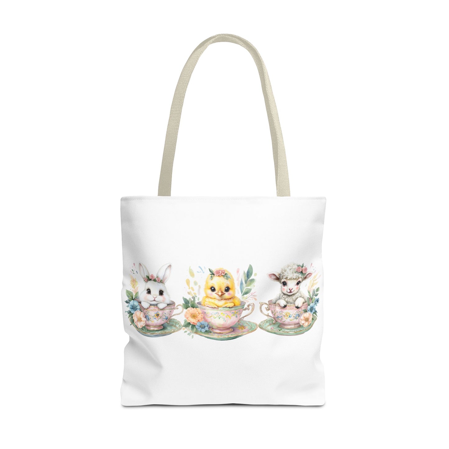 “Springtime Sippers” – Easter Teacup Cuties Tote Bag 🐰🐣🐑